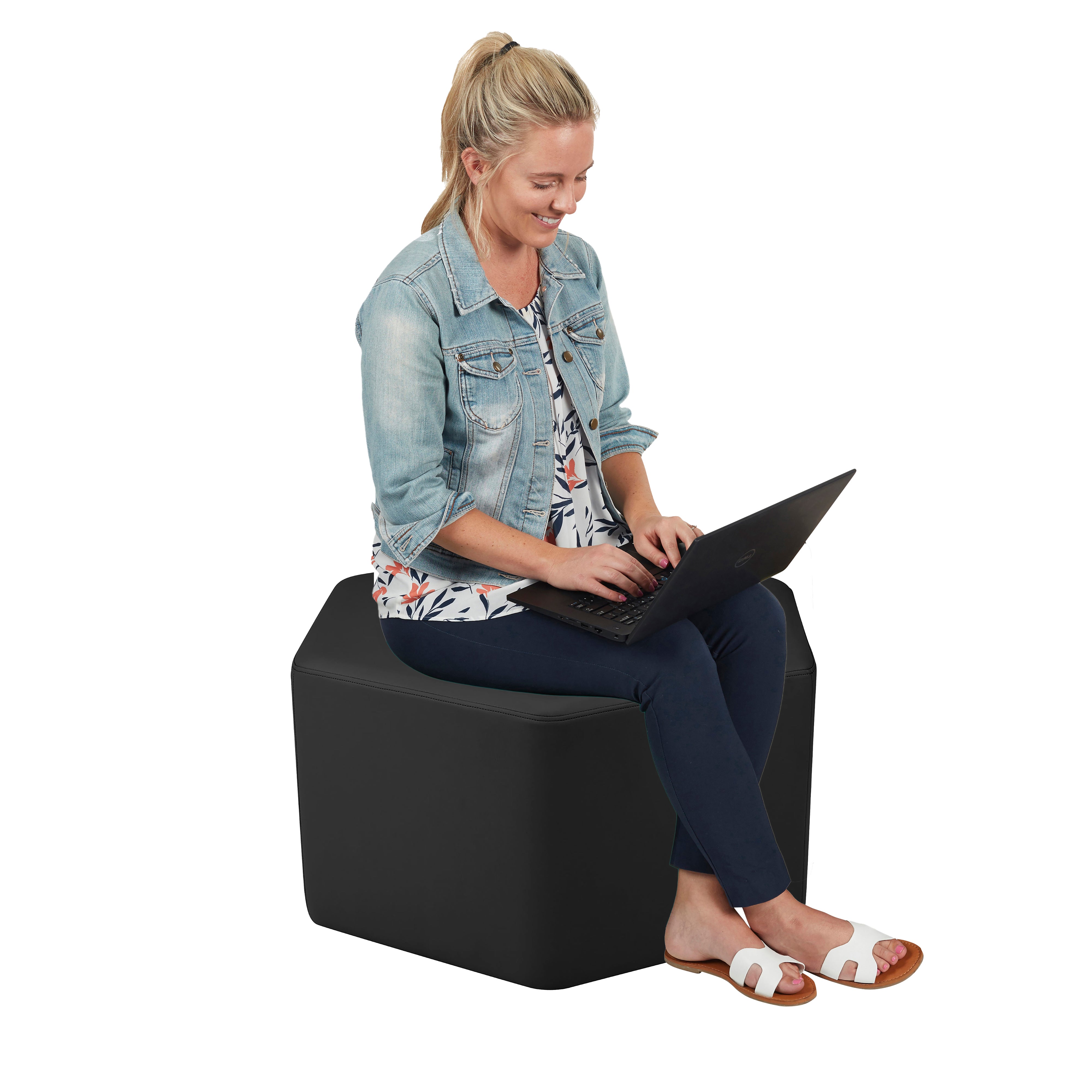 Pro Series Upholstered Hexagon Ottoman 18" Height - Black