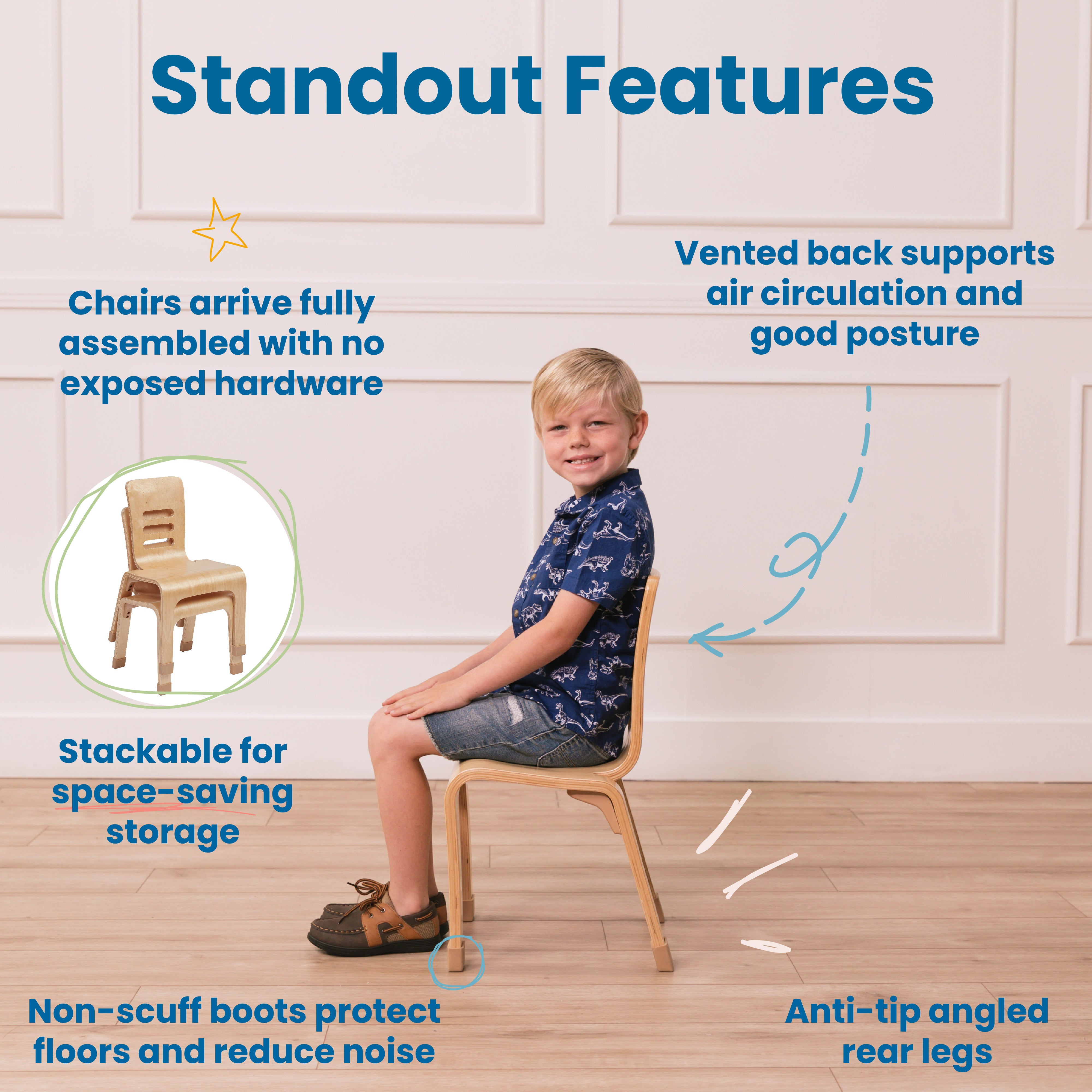 12in Bentwood Chair 2-Pack - Natural