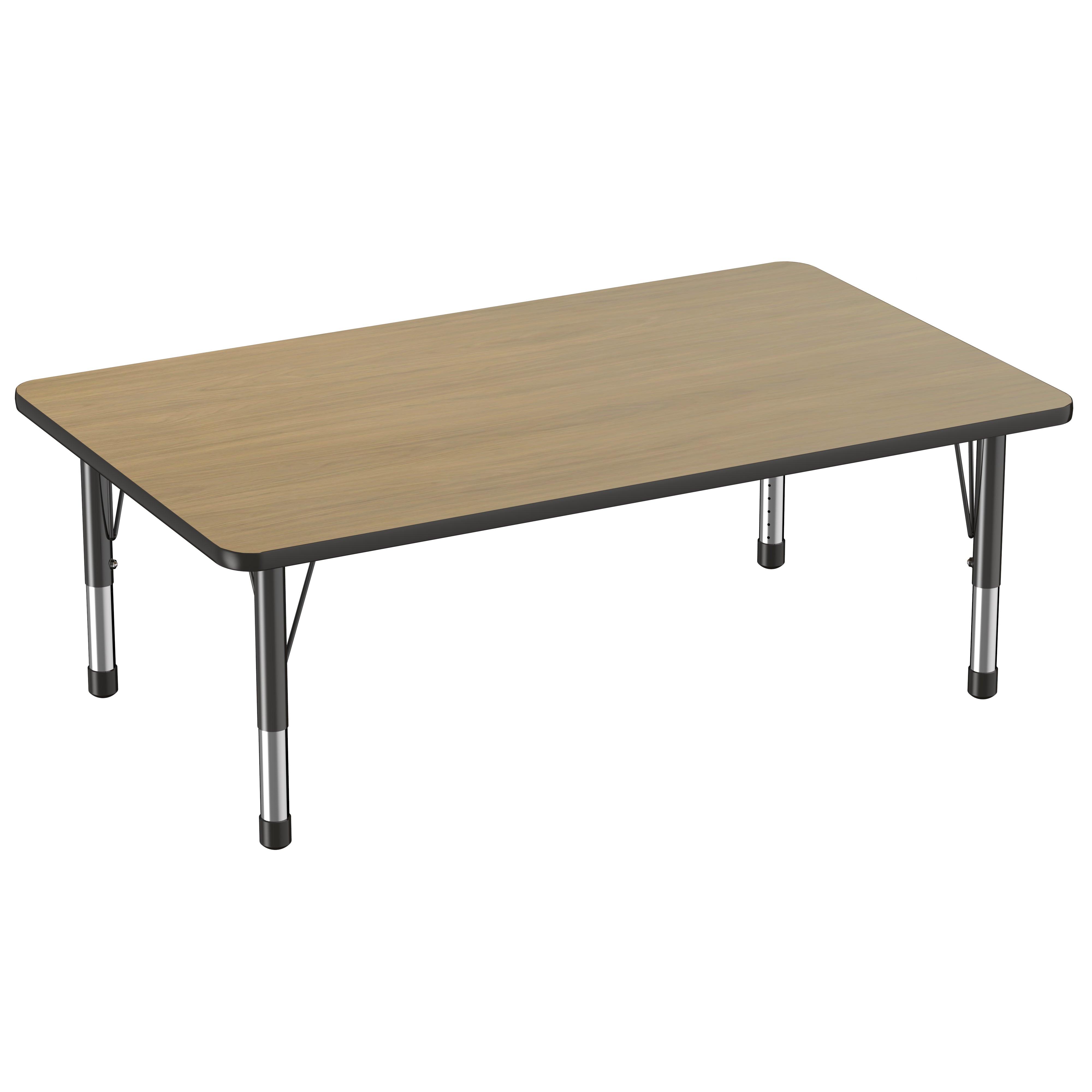 36" x 60" Rectangle T-Molding Activity Table with Adjustable Chunky Legs - Pasadena Oak/Black