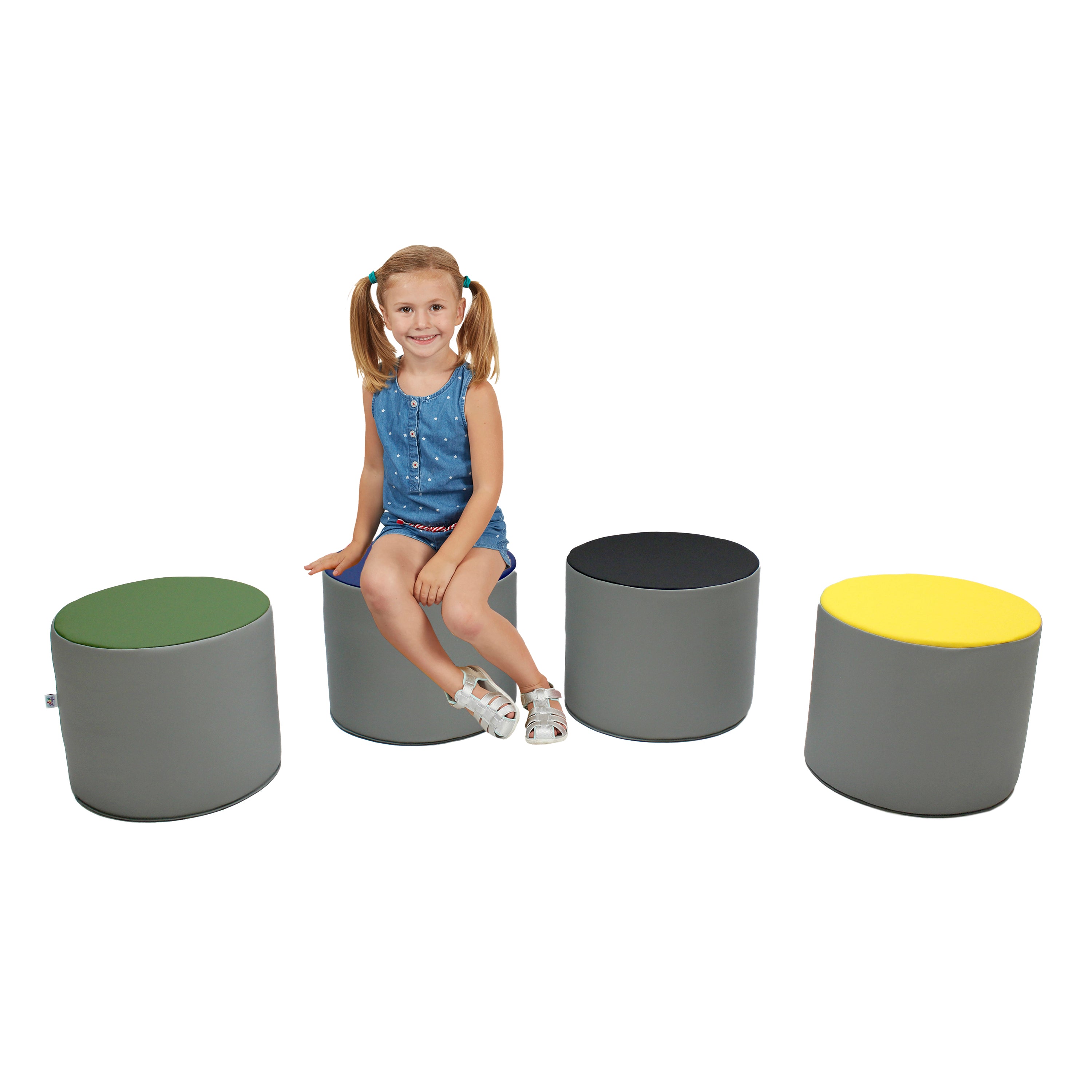 SoftScape 15" Round Accent Ottomans, 4-Piece - Gray
