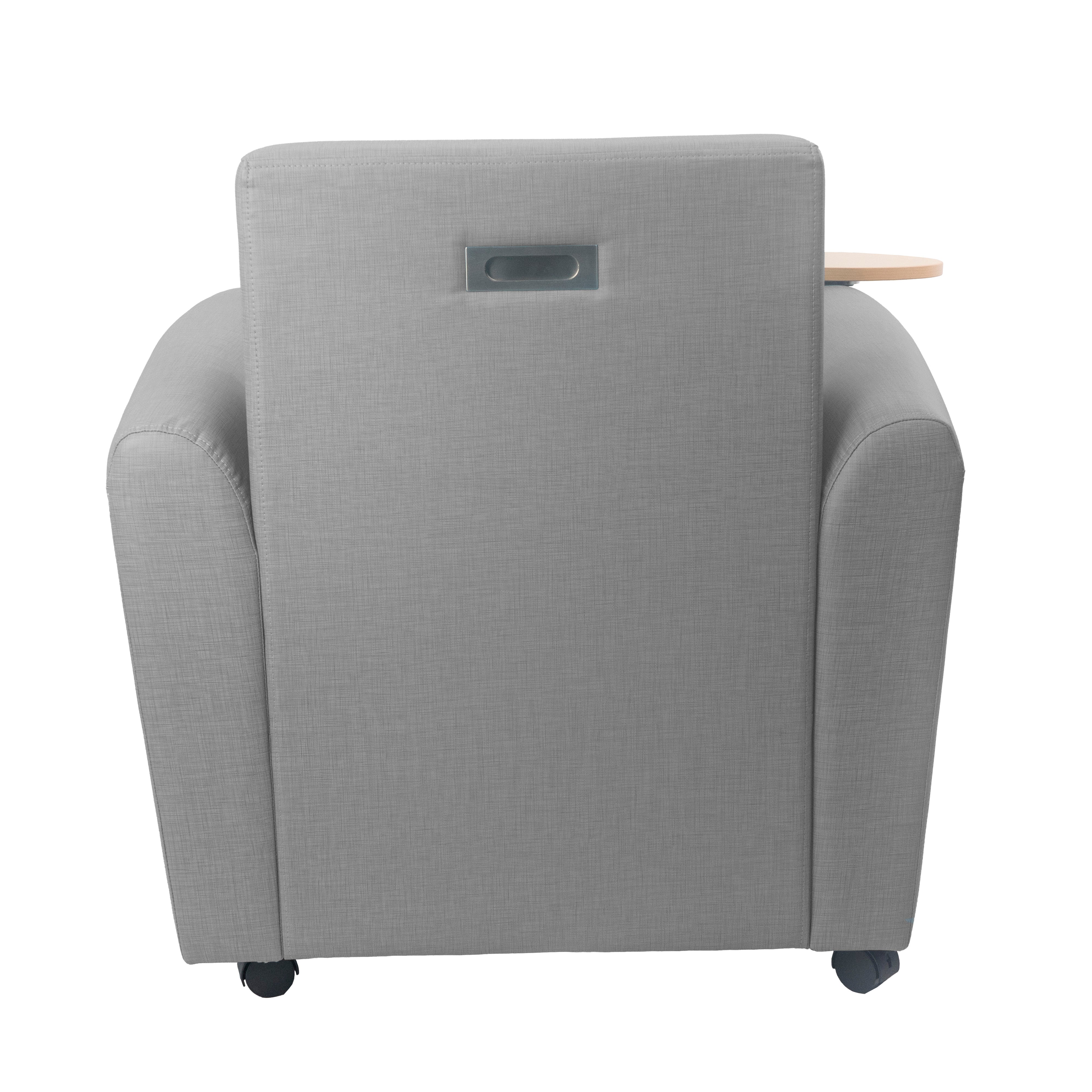 Pro Series Upholstered Common Area Chair with Tablet - Slate Gray Crosshatch/Maple Grain