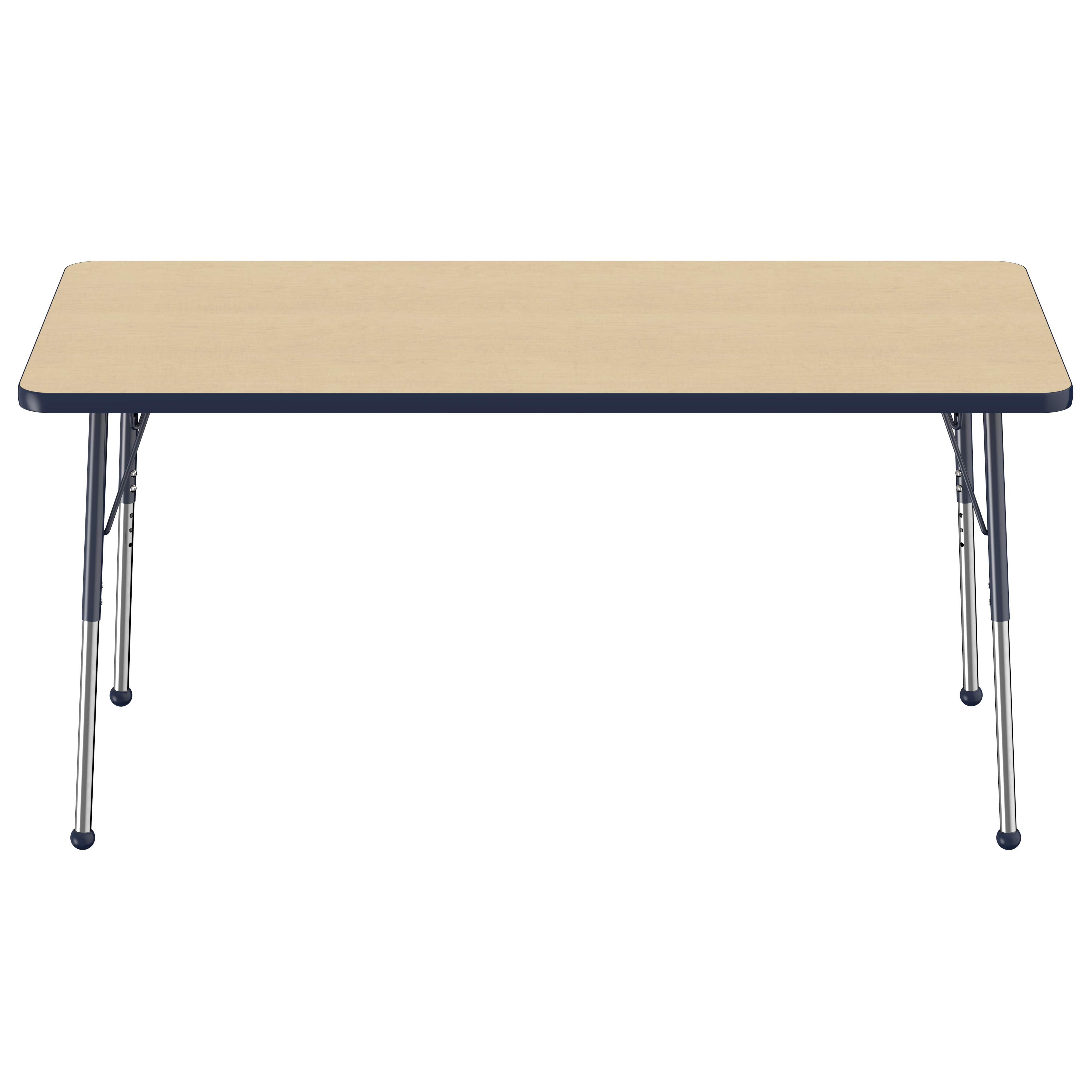 30" x 60" Rectangle T-Molding Activity Table with Adjustable Standard Ball Glide Legs - Maple/Navy