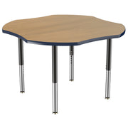48" x 48" Clover T-Molding Activity Table with Adjustable Super Legs - Pasadena Oak/Navy/Black