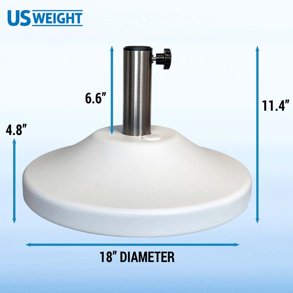 Fillable 50 lb Premium Umbrella Base with Stainless Stem (White)