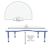 48" x 72" Kidney Dry-Erase Activity Table with Adjustable Chunky Legs - Whiteboard/Blue