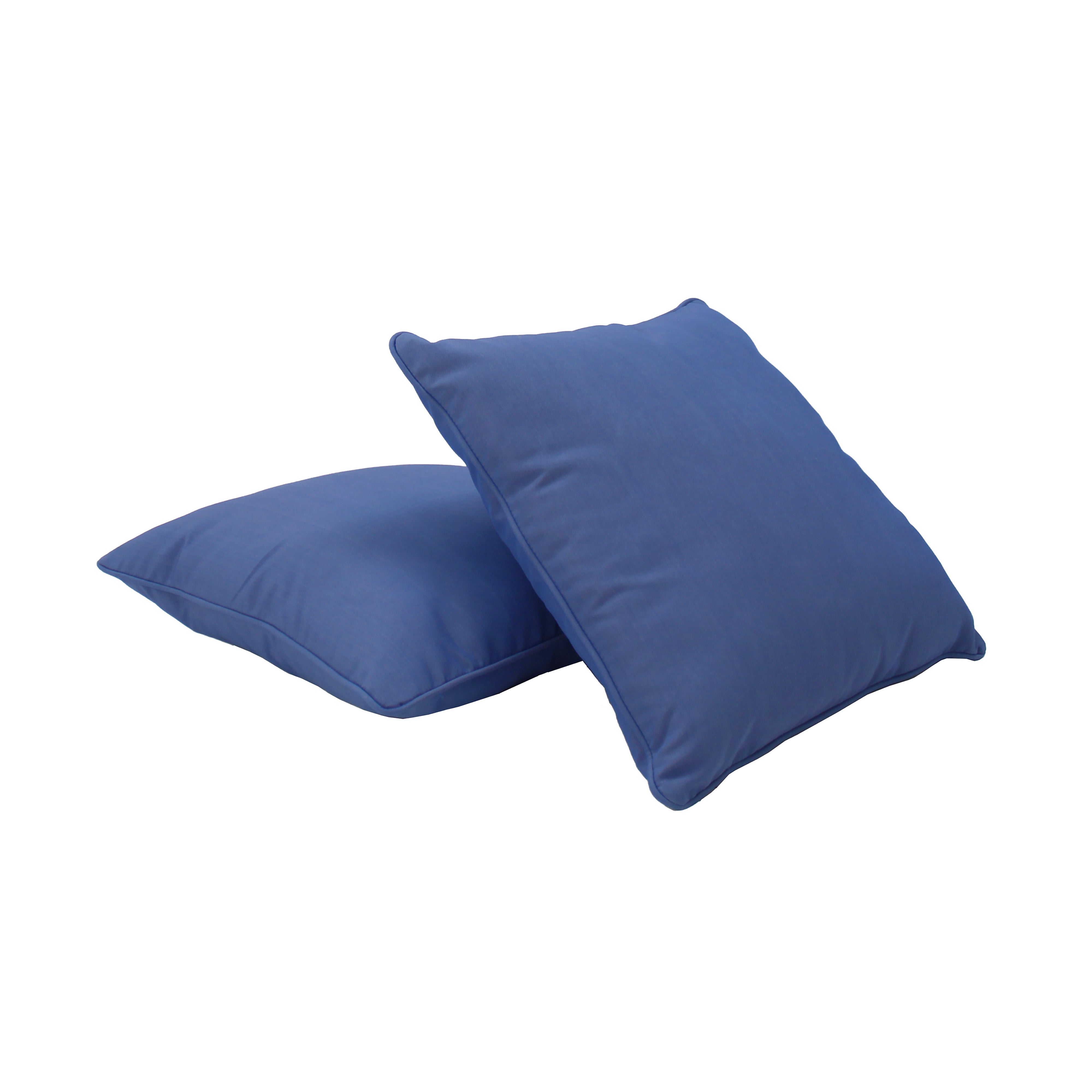 Presidio 15" x 15" Square Indoor/Outdoor Pillow with Piping, 2-Piece - Denim Blue
