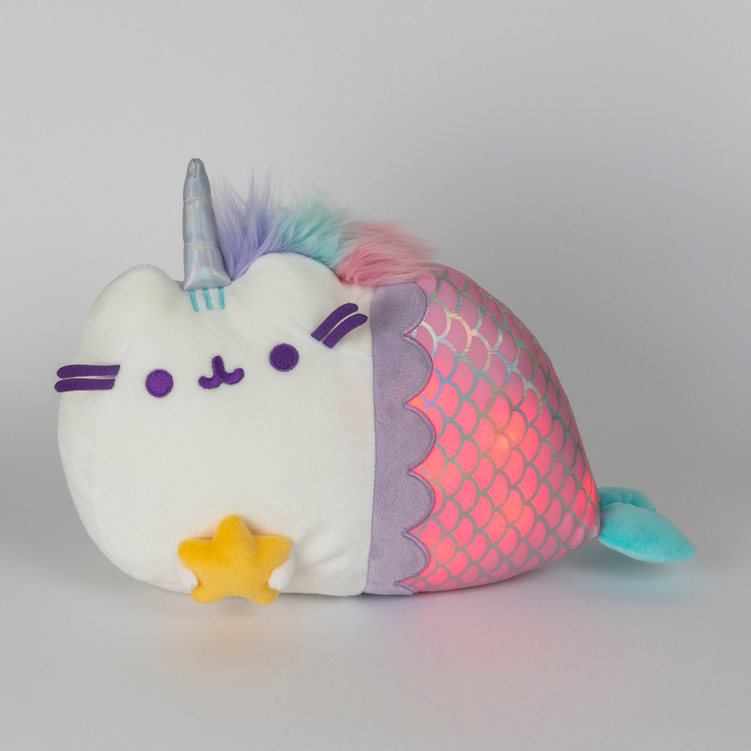 GUND Pusheen Magical Lights Mermaid Pusheenicorn Touch-Activated Light Up Cat Plush Stuffed Animal, 12”