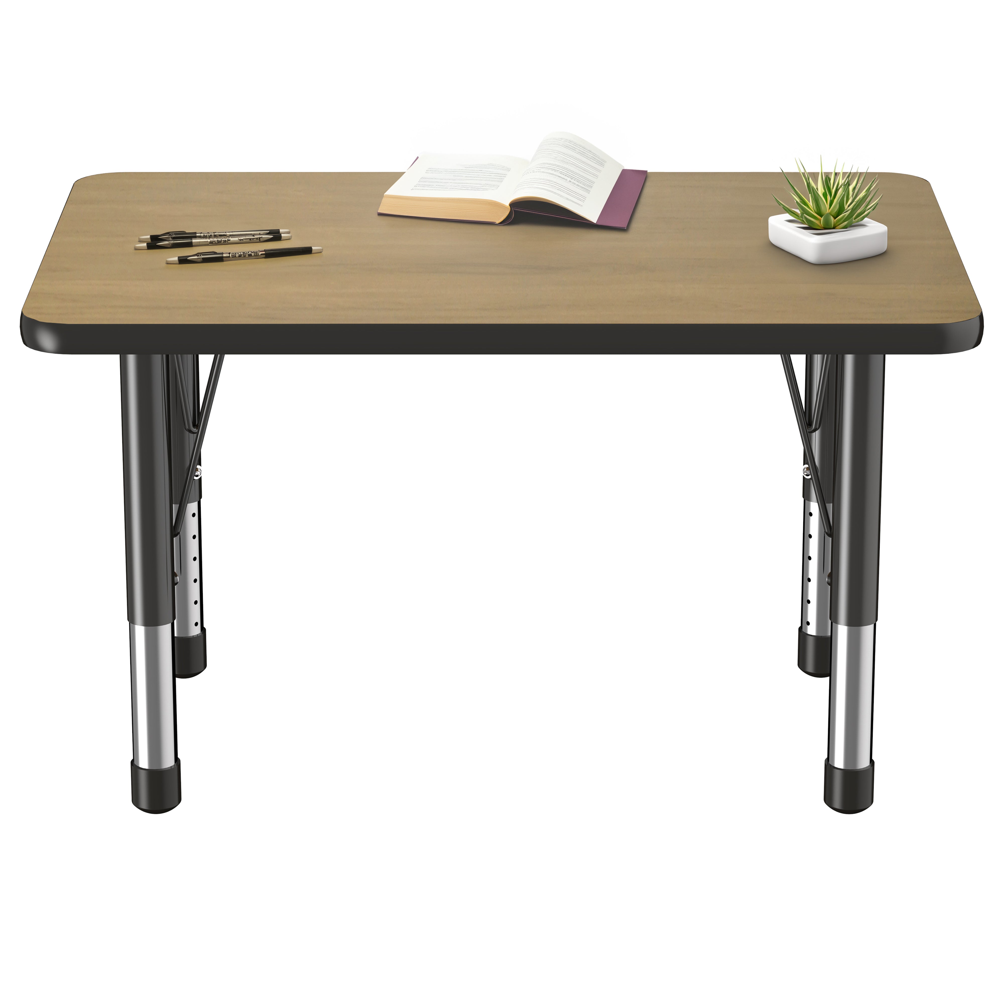 24" x 36" Rectangle T-Molding Activity Table with Adjustable Chunky Legs - Pasadena Oak/Black