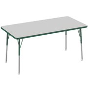 30" x 60" Rectangle T-Molding Activity Table with Adjustable Standard Swivel Glide Legs - Gray/Green