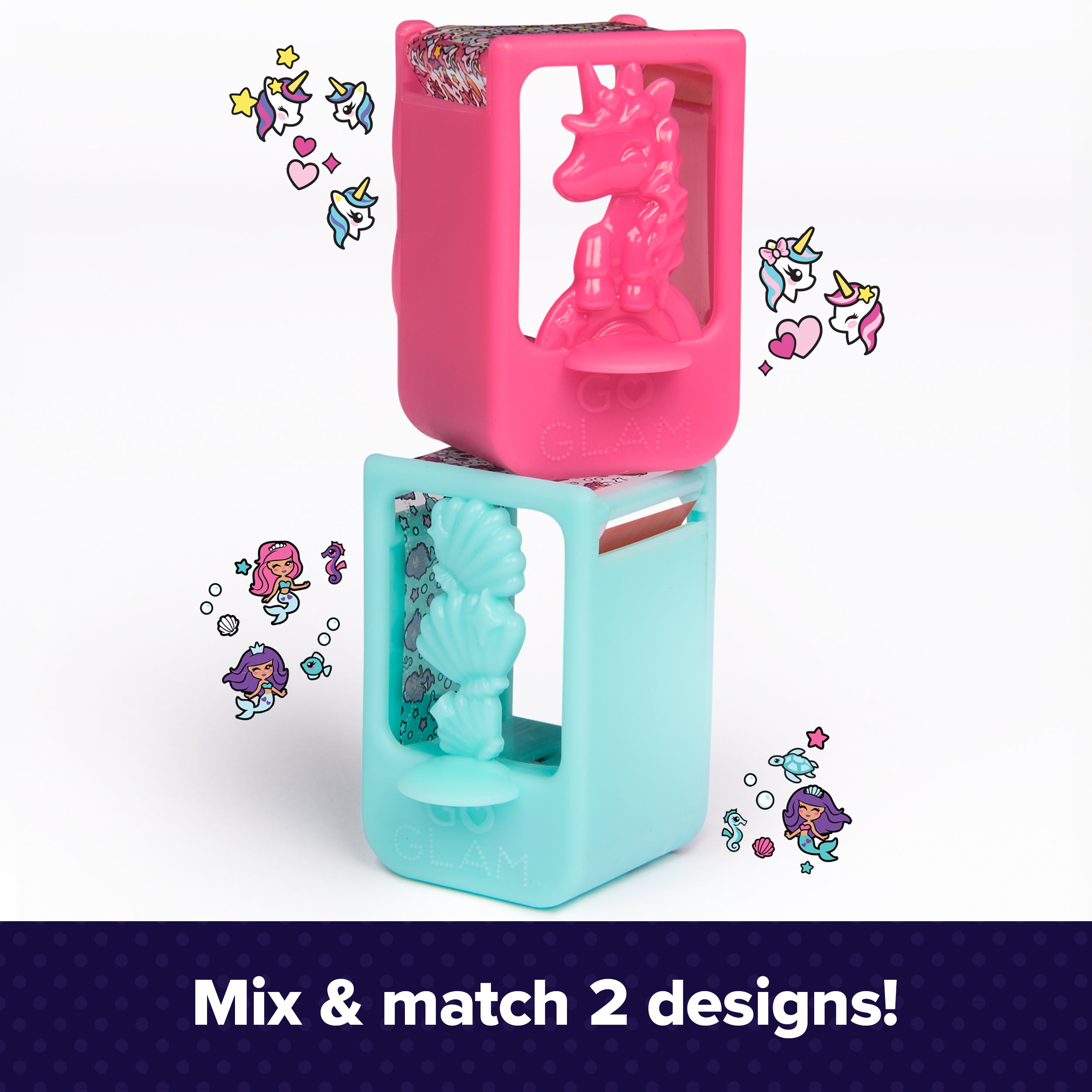 Cool Maker, GO GLAM Nail Kit Refill, Unicorn & Mermaid Designs, Style 80 Nails Packaging May Vary, Arts and Crafts Kids Toys for Ages 7 and up