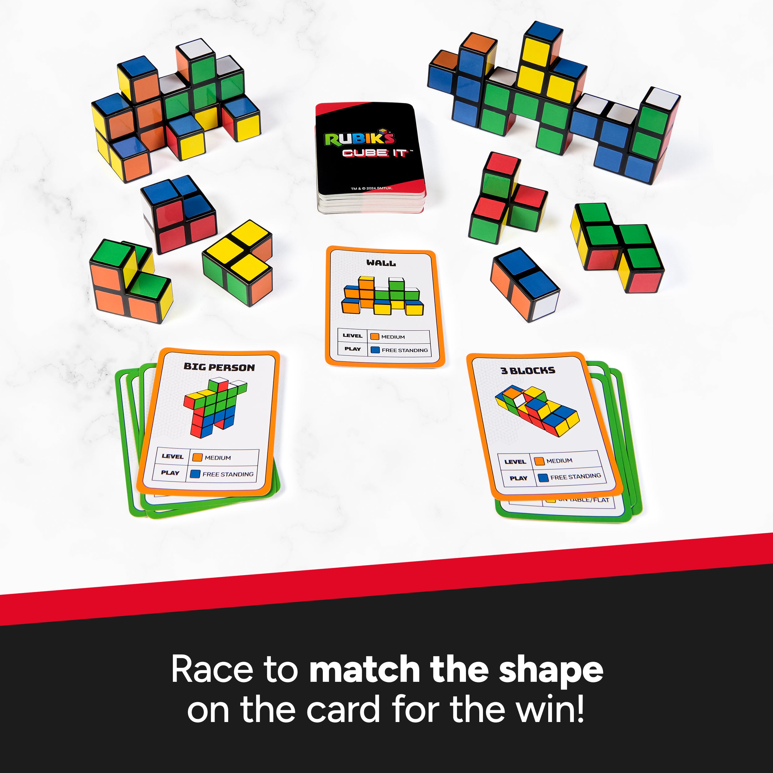 Rubik’s Cube, Cube It, 2-Player 3D Puzzle Sequence Board Game Stress Relief Fidget Toy Activity Cube Travel Teen Gift Idea, Ages 7 and up