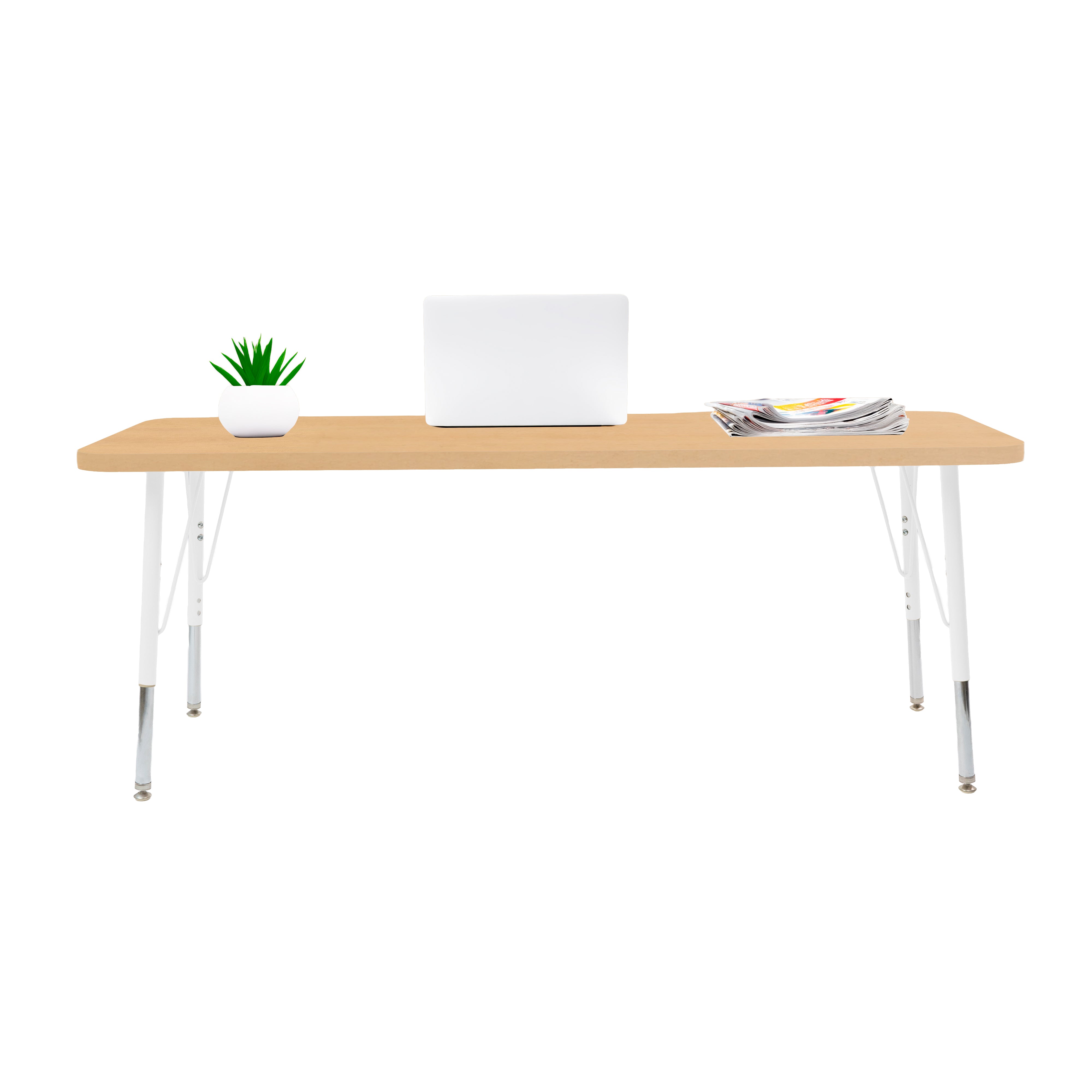 24" x 60" Rectangle Thermofused Woodgrain Activity Table with Standard Legs - Maple Grain/White