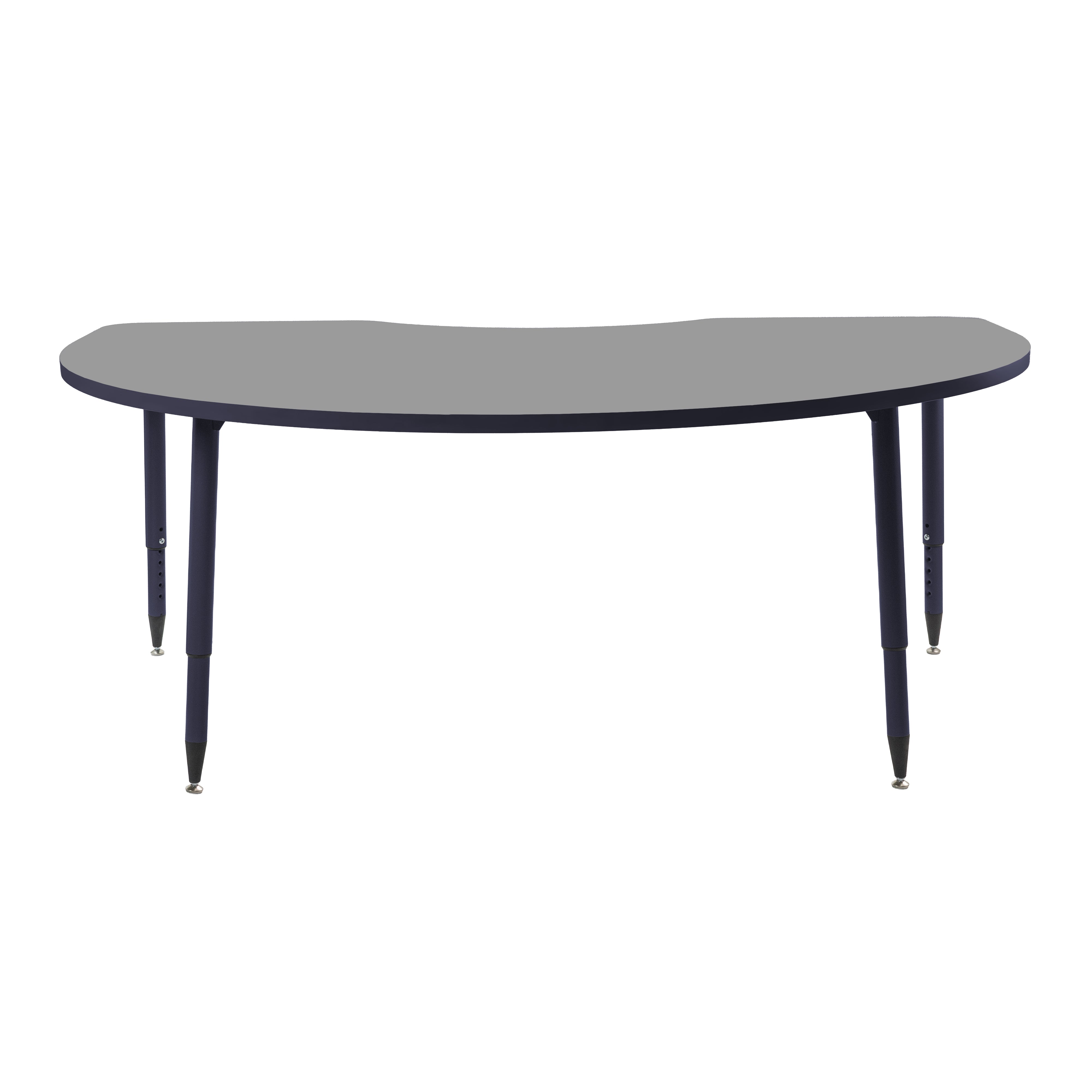 Adapte 48" x 72" Kidney Thermofused Activity Table with Adjustable Tapered Legs - North Sea/Navy