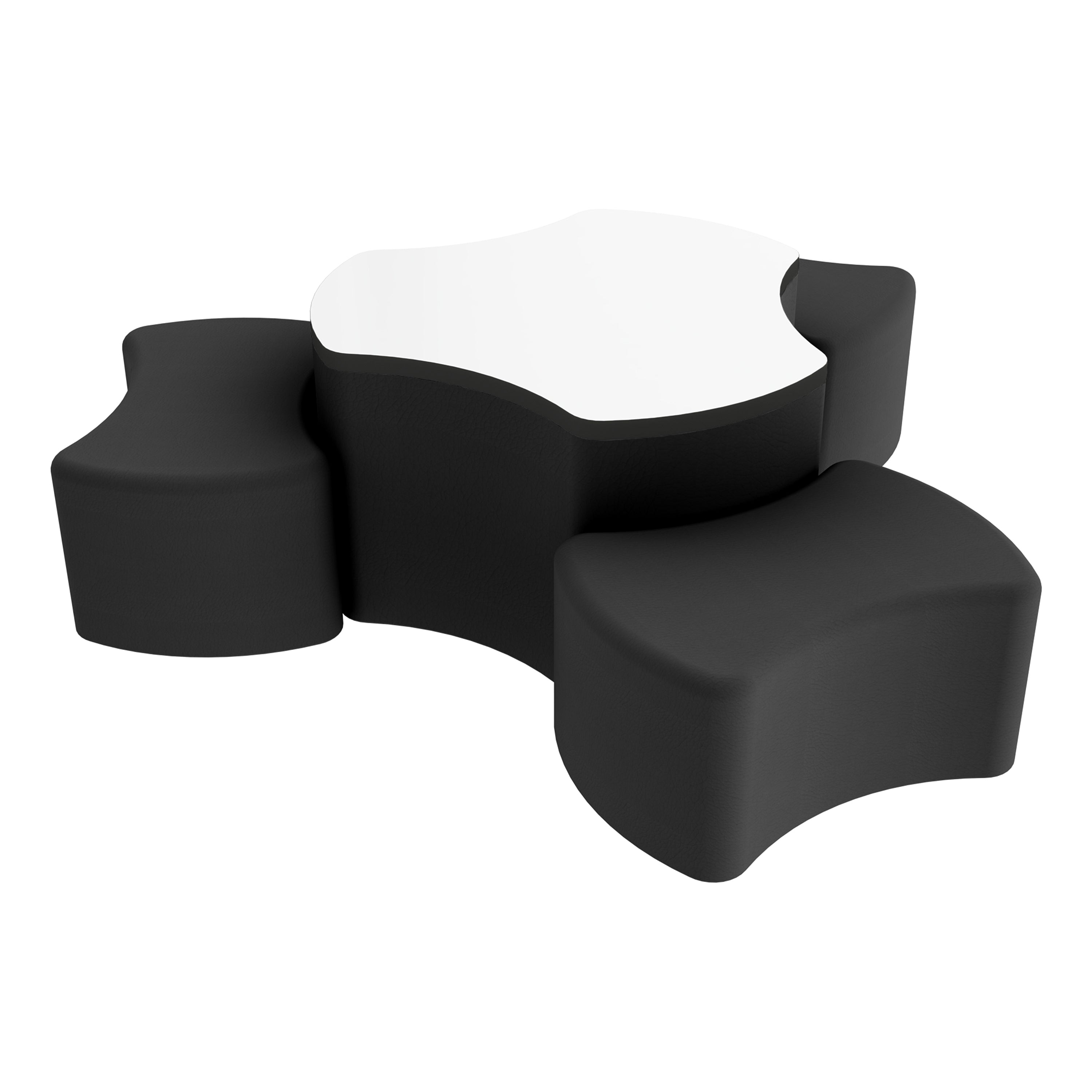 Pro Series Dry-Erase Cog Ottoman Table with Bowtie 12" H Seating, 4-Piece Set - Black/Whiteboard