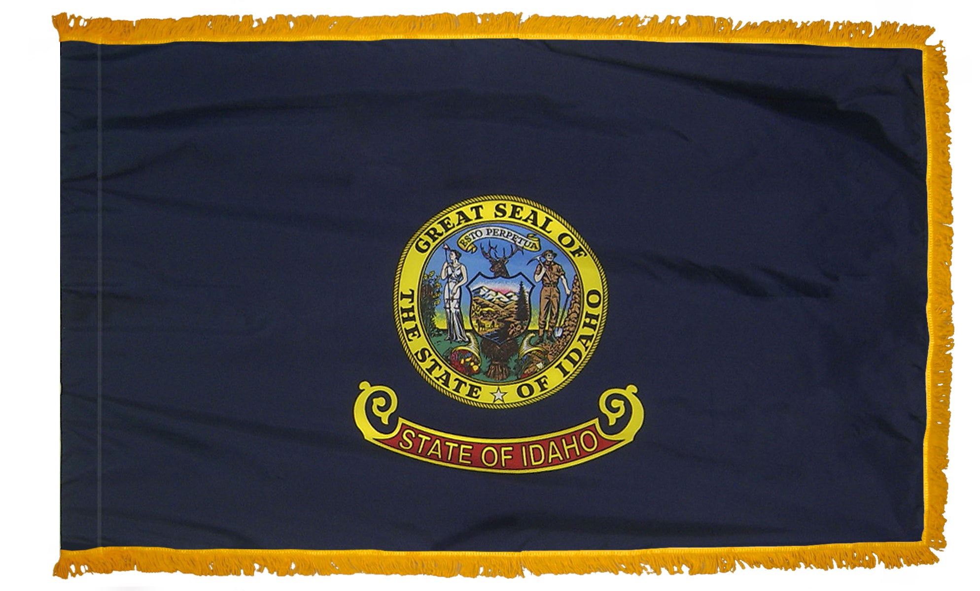 Idaho State Flag 4x6 ft. Nylon with Pole Sleeve and Gold Fringe for Parades, and Indoor Display