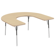 60" x 66" Horseshoe T-Molding Activity Table with Adjustable Standard Swivel Glide Legs - Maple/Maple/Black