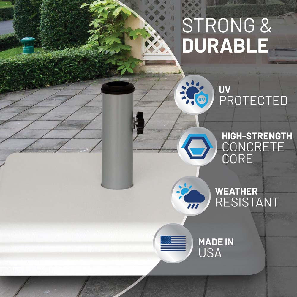 40 lb White Umbrella Base with Steel Stem