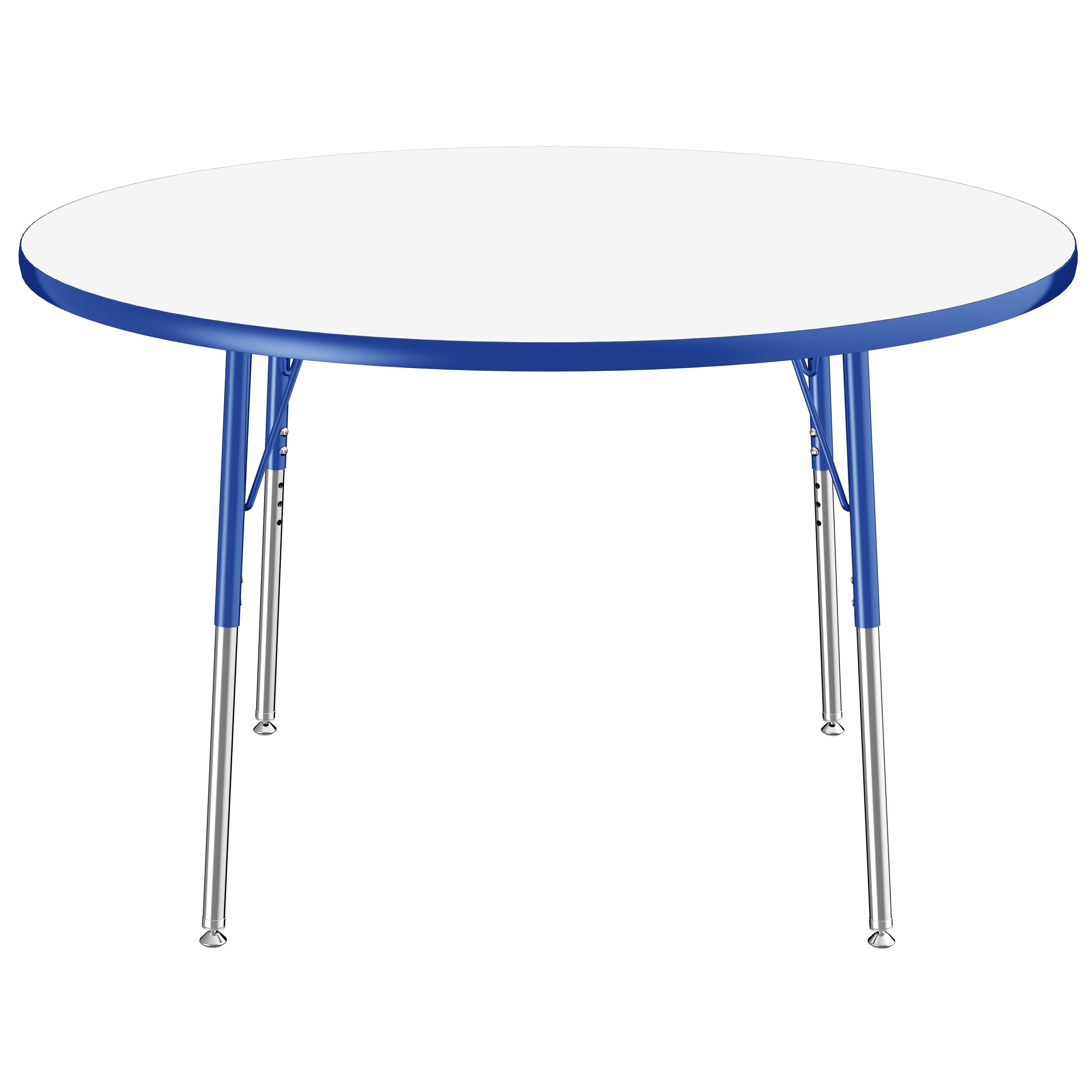 48" Round Collaborative Dry-Erase Activity Table with Adjustable Standard Swivel Glide Legs - Whiteboard/Blue