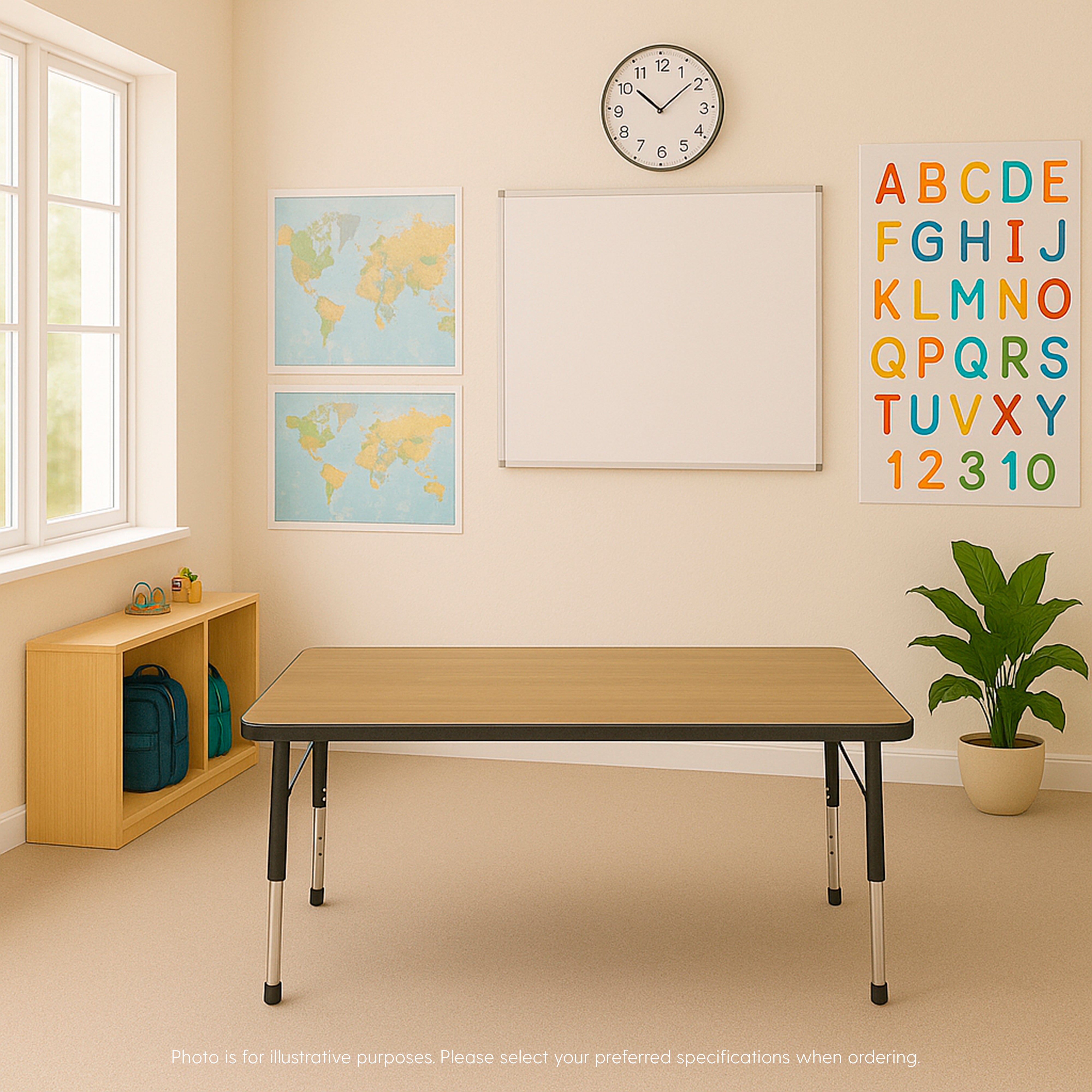 30" x 60" Rectangle T-Molding Activity Table with Adjustable Chunky Legs - Pasadena Oak/Black