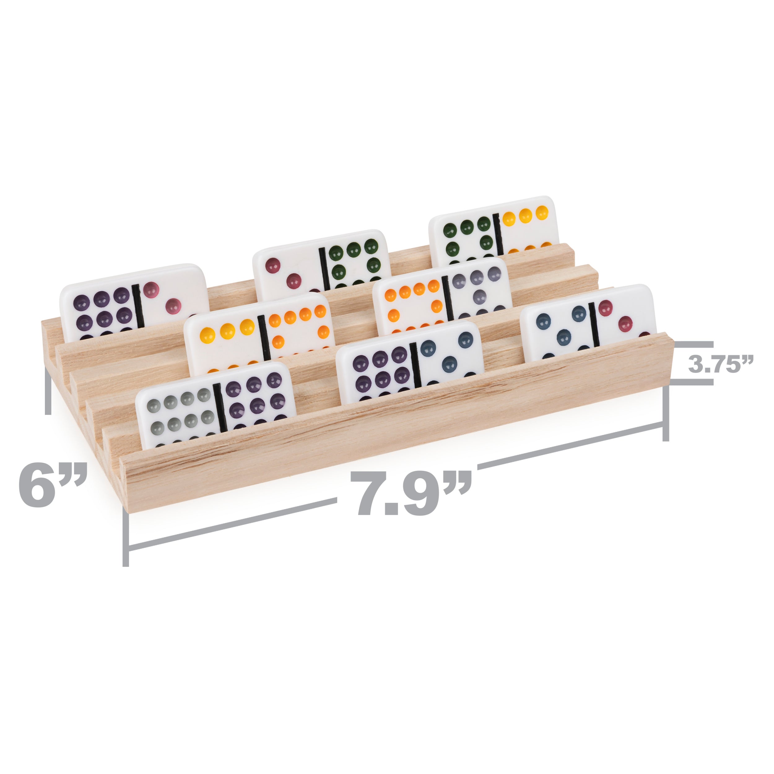 Spin Master Games, Wooden Domino Racks, Set of 4 Trays for Mexican Train Dominoes, Dominoes Games, Classic Game, Kids Game, Adults & Kids Ages 8+