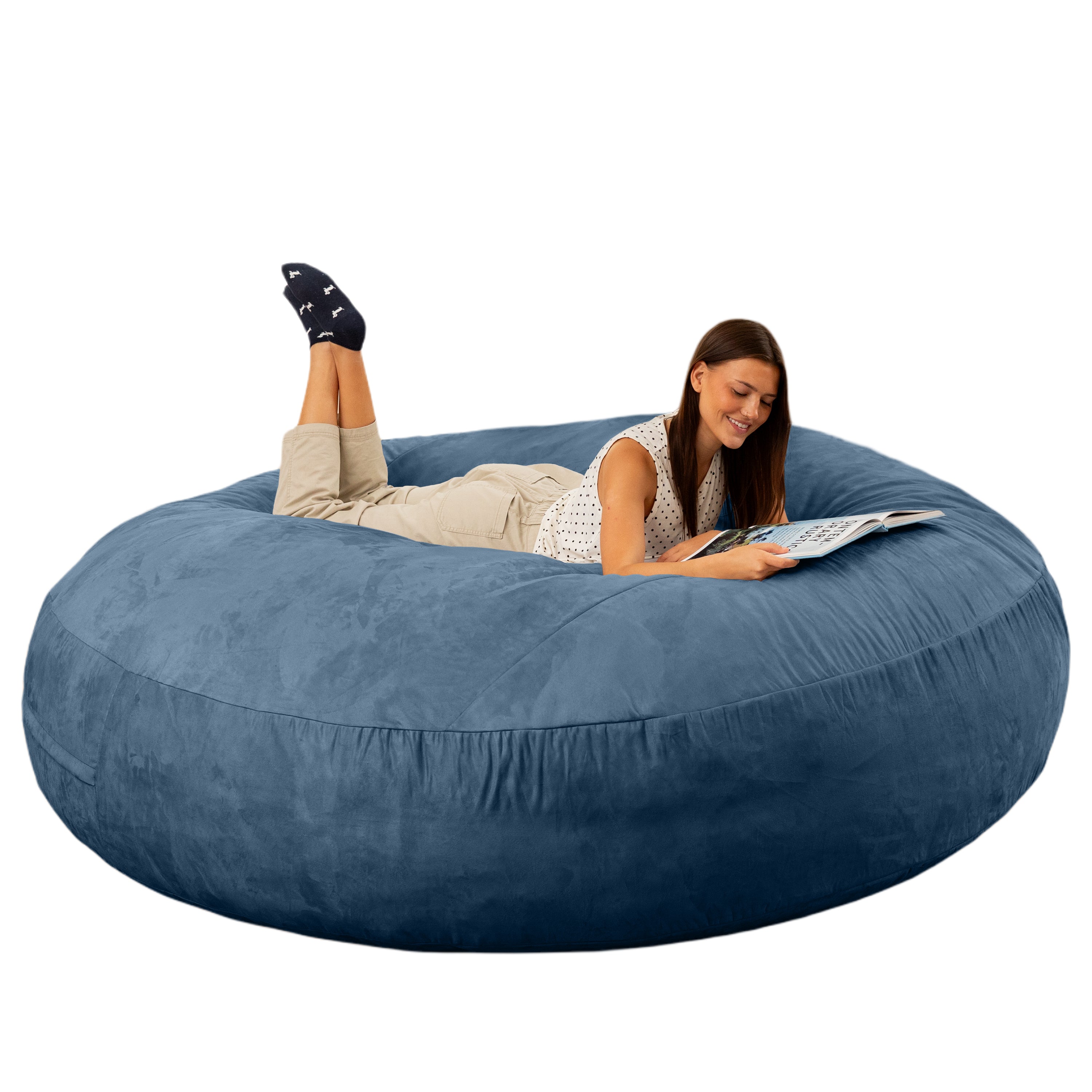 Jaxx 6 Foot Cocoon - 2-in-1 Convertible Bean Bag Bed & Large Bean Bag Chair for Adults,  Navy