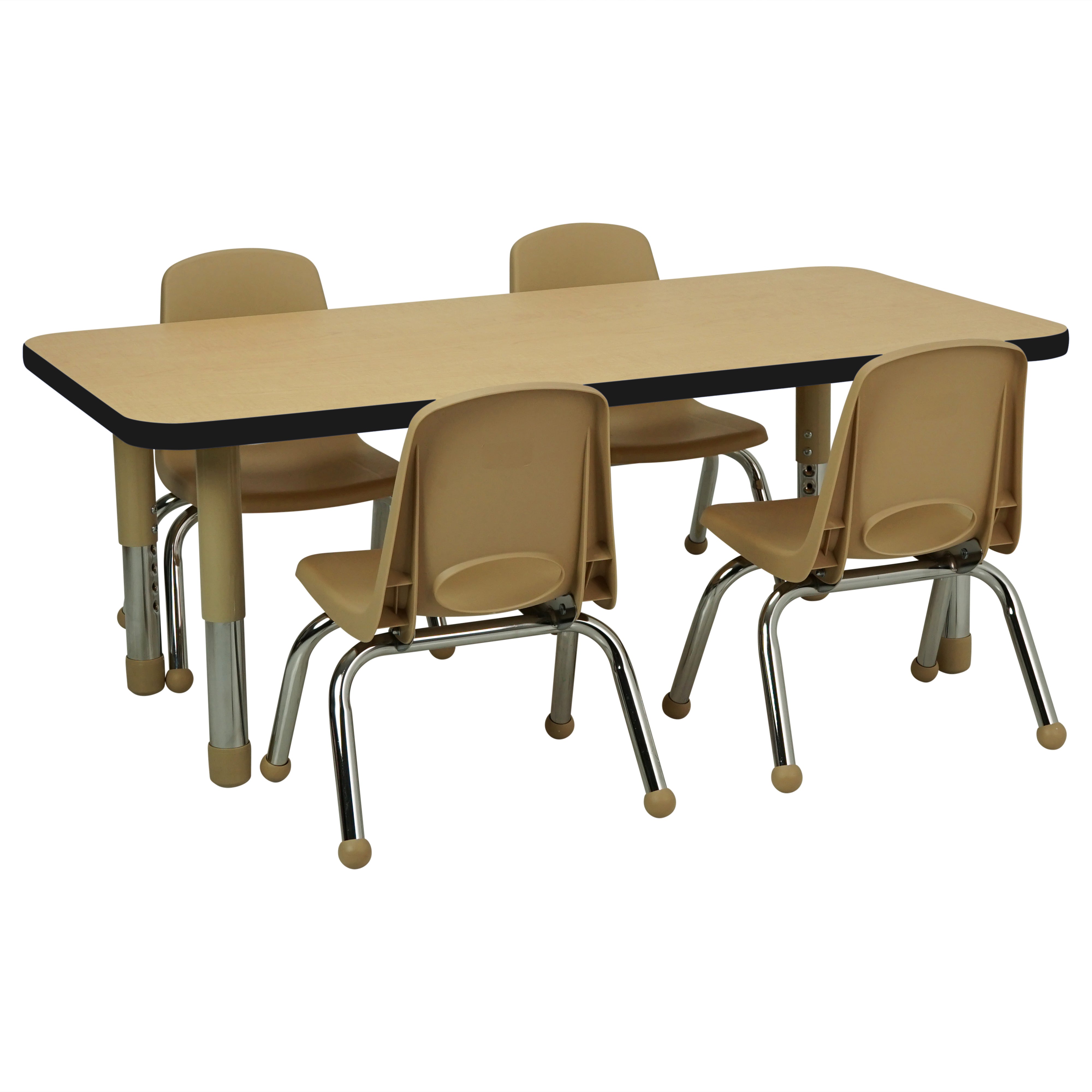 24" x 48" Rectangle T-Molding Activity Table with Adjustable Tiny Tot Legs - Maple/Black/Sand