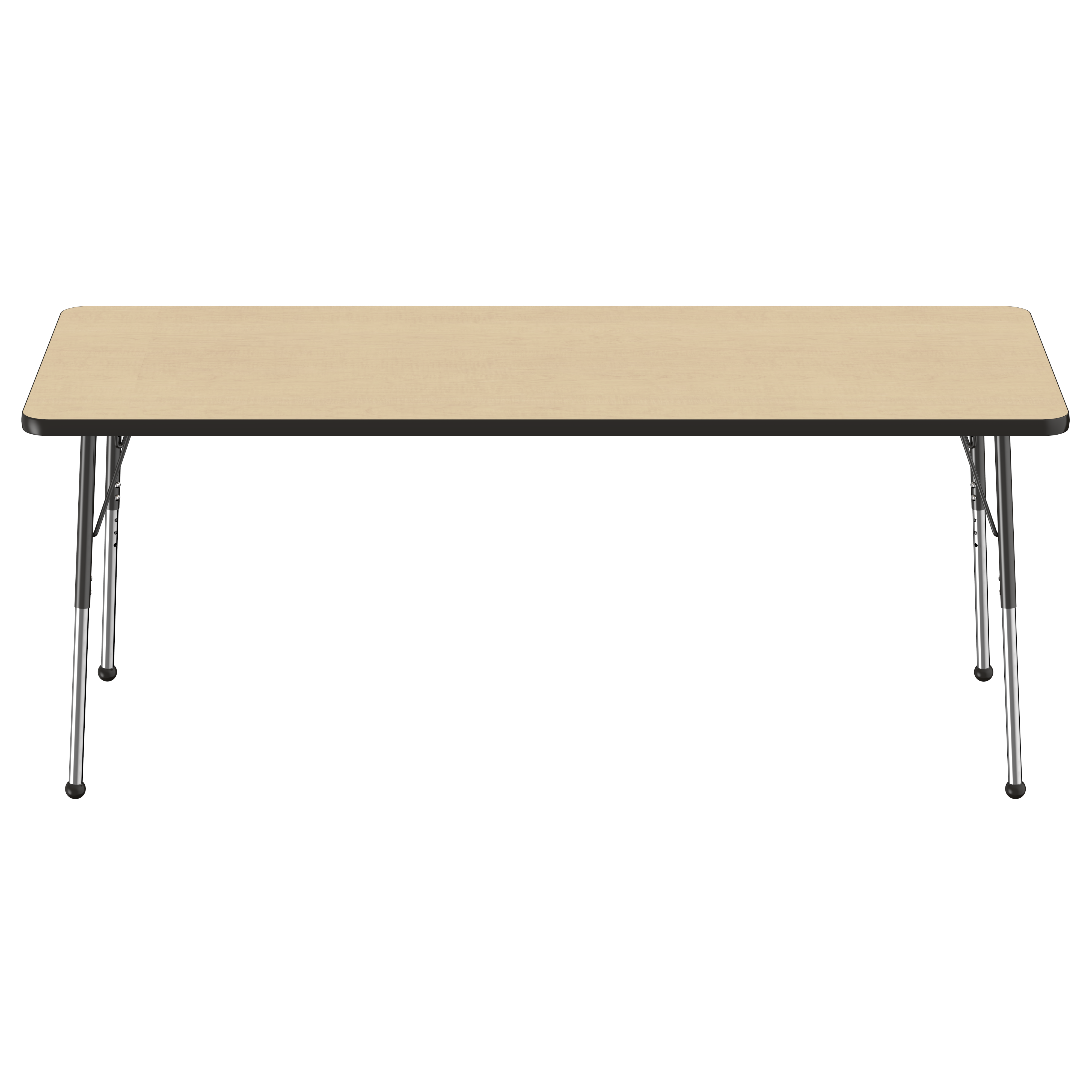 30" x 72" Rectangle T-Molding Activity Table with Adjustable Standard Ball Glide Legs - Maple/Black