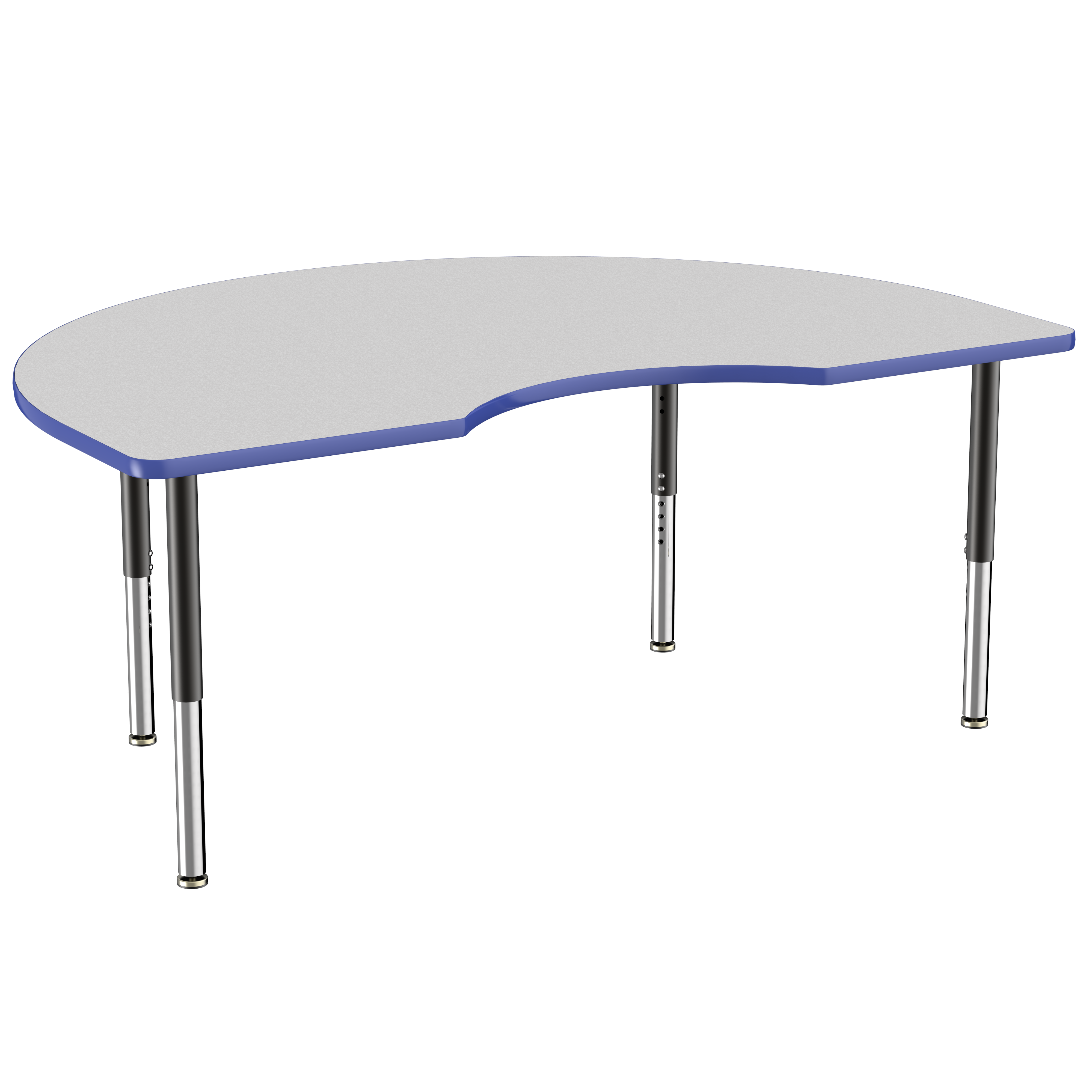 48" x 72" Kidney T-Molding Activity Table with Adjustable Super Legs - Gray/Blue/Black