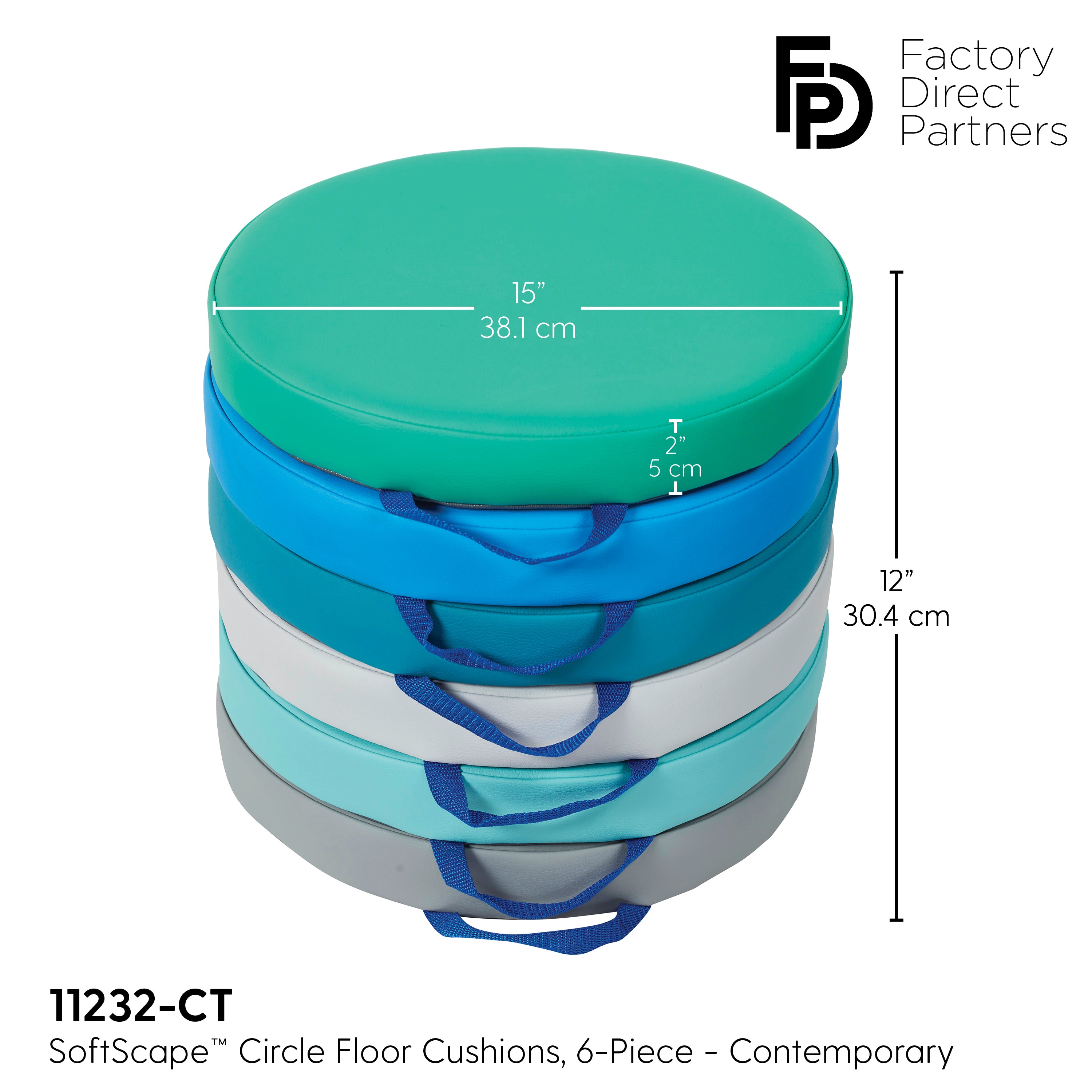 SoftScape 15" Round Floor Cushions, 6-Piece - Contemporary