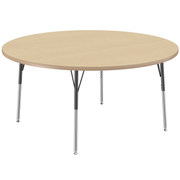 60" Round T-Molding Activity Table with Adjustable Standard Swivel Glide Legs - Maple/Maple/Black