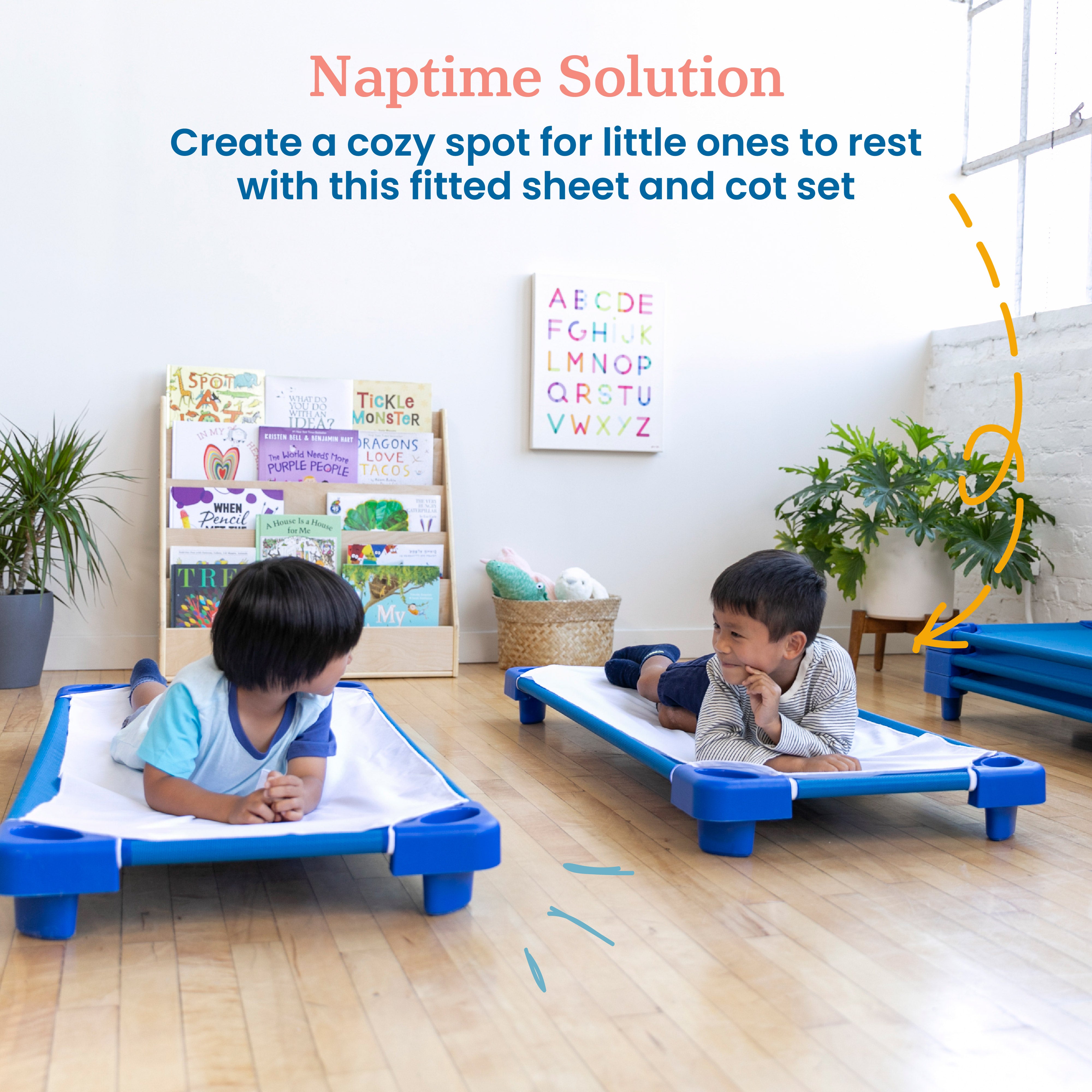 Stackable Kiddie Cot Standard with Sheet Ready-to-Assemble 6-Pack - Blue