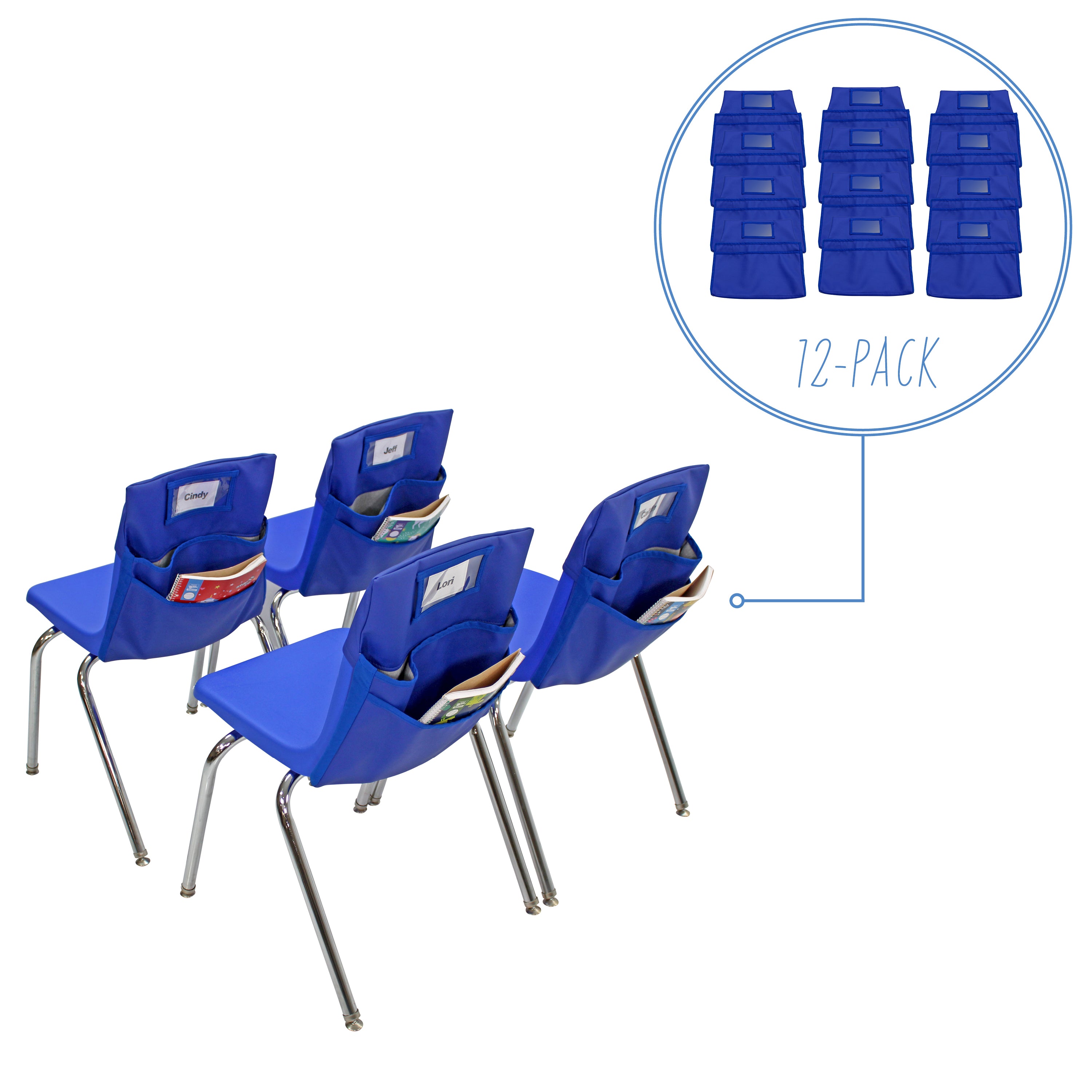 Vinyl Seat Companions, Large, 12-Piece - Blue