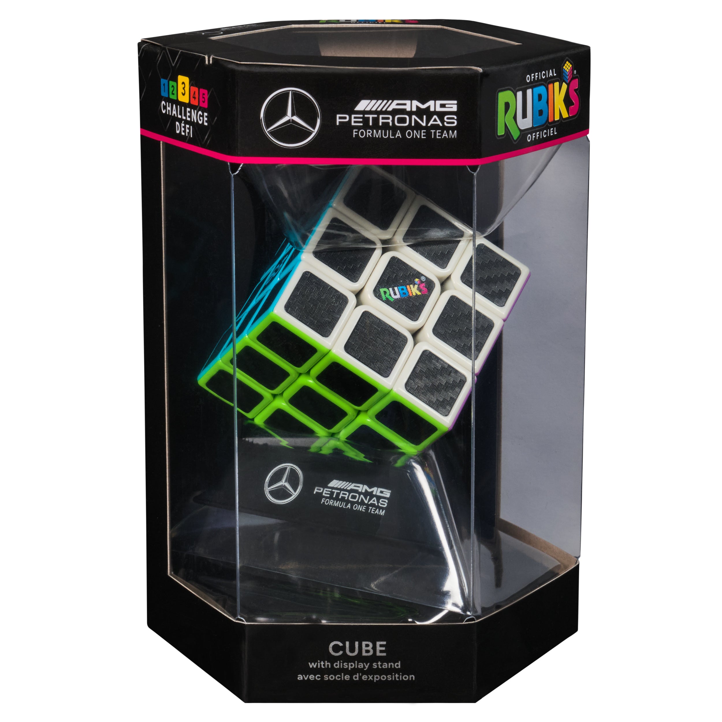 Rubik’s Cube, Mercedes-AMG PETRONAS F1 Team Carbon Fiber Cube, F1 Collectible & Desk Décor, Problem-Solving Brain Teaser, Fidget Toy, Sensory Puzzle, for Ages 8 & Up
