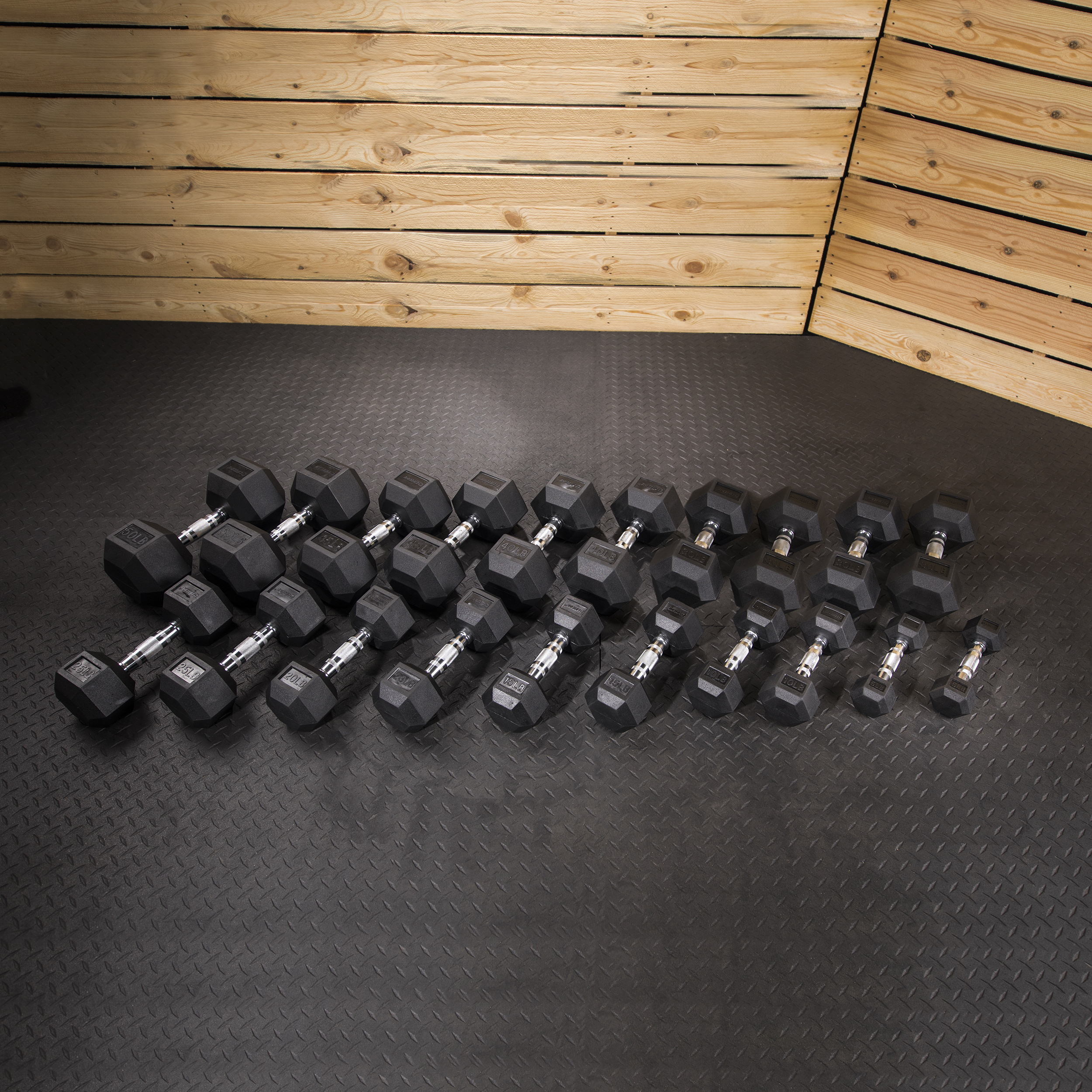 Lifeline 5Lb-50Lb Hex Rubber Dumbbell Set (550Lb Set). Includes: 5Lb, 10Lb, 15Lb, 20Lb, 25Lb, 30Lb, 35Lb, 40Lb, 45Lb, 50Lb Set (No Rack)