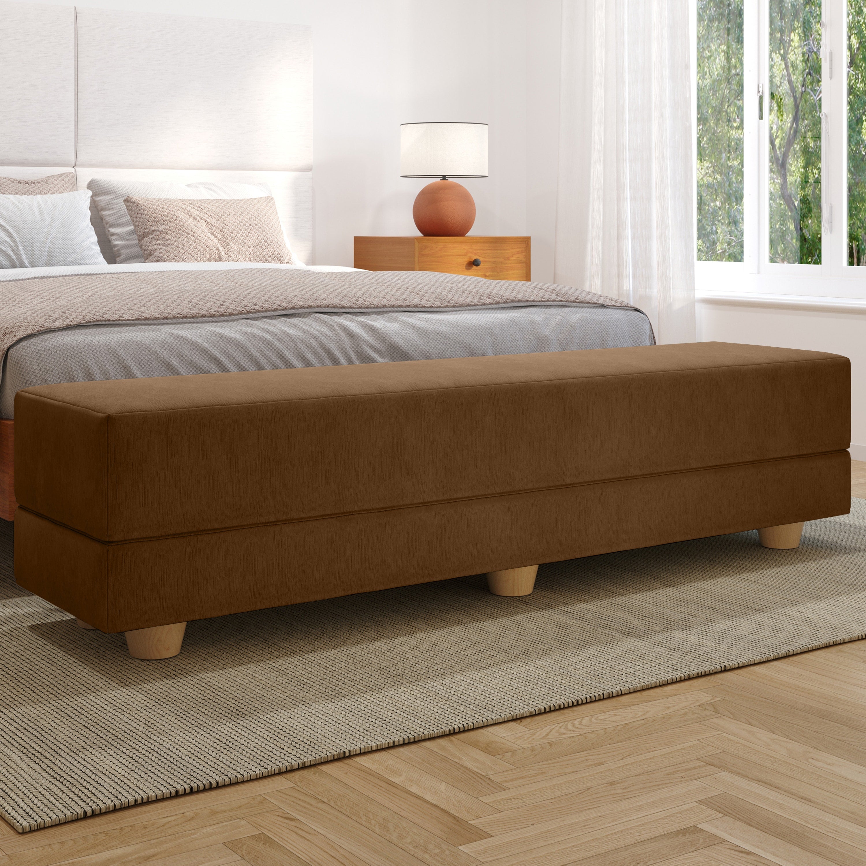 Jaxx Camden Convertible Bed Bench / Fold-Out Twin Guest Bed, Coffee