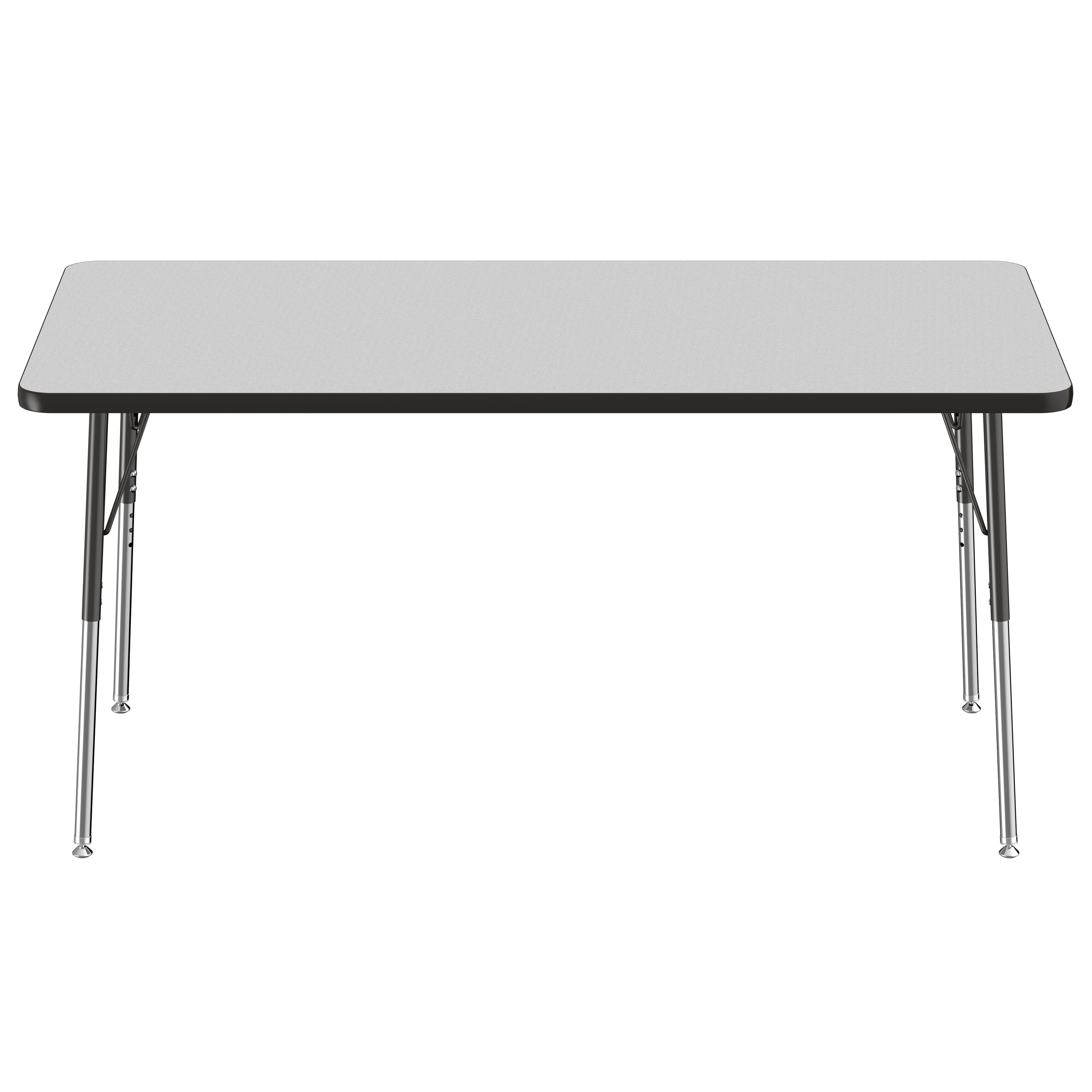 30" x 60" Rectangle T-Molding Activity Table with Adjustable Standard Swivel Glide Legs - Gray/Black