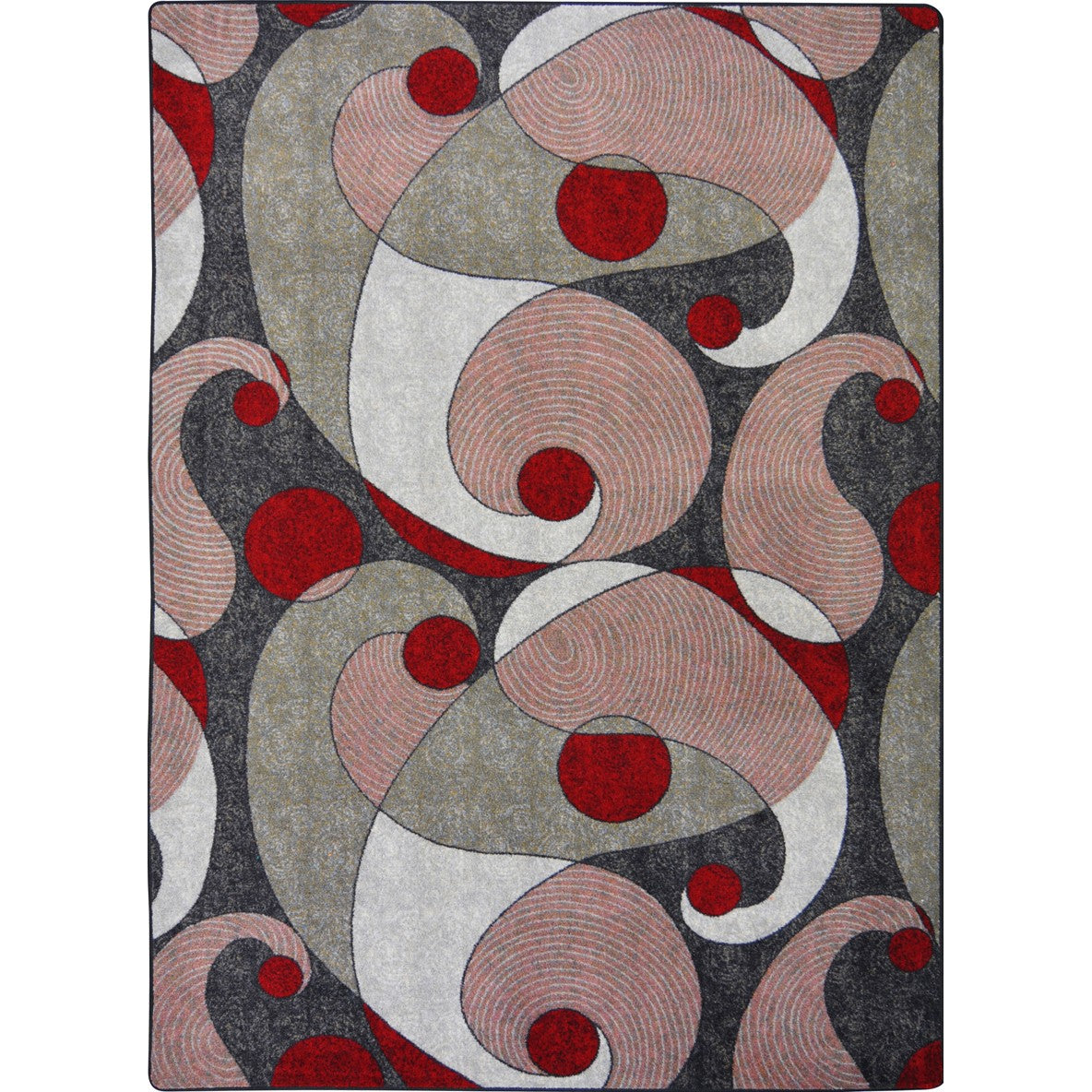 Jazzy 5'4" x 7'8" area rug in color Red/Gray