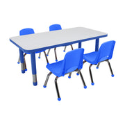 24" x 48" Rectangle Dry-Erase Activity Table with Chunky Legs and 10" Stack Chairs with Ball Glides, 5-Piece Set - Whiteboard/Blue