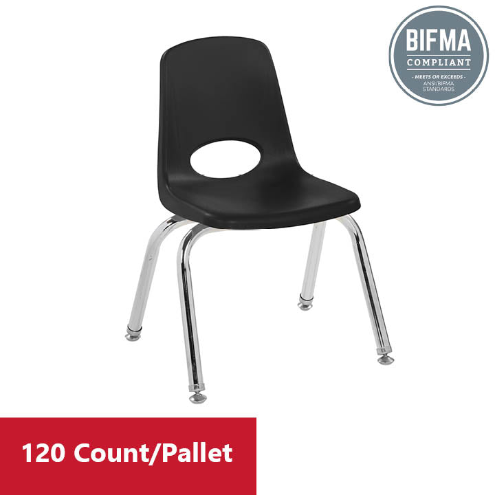 12" Stack Chair with Swivel Glides - Black