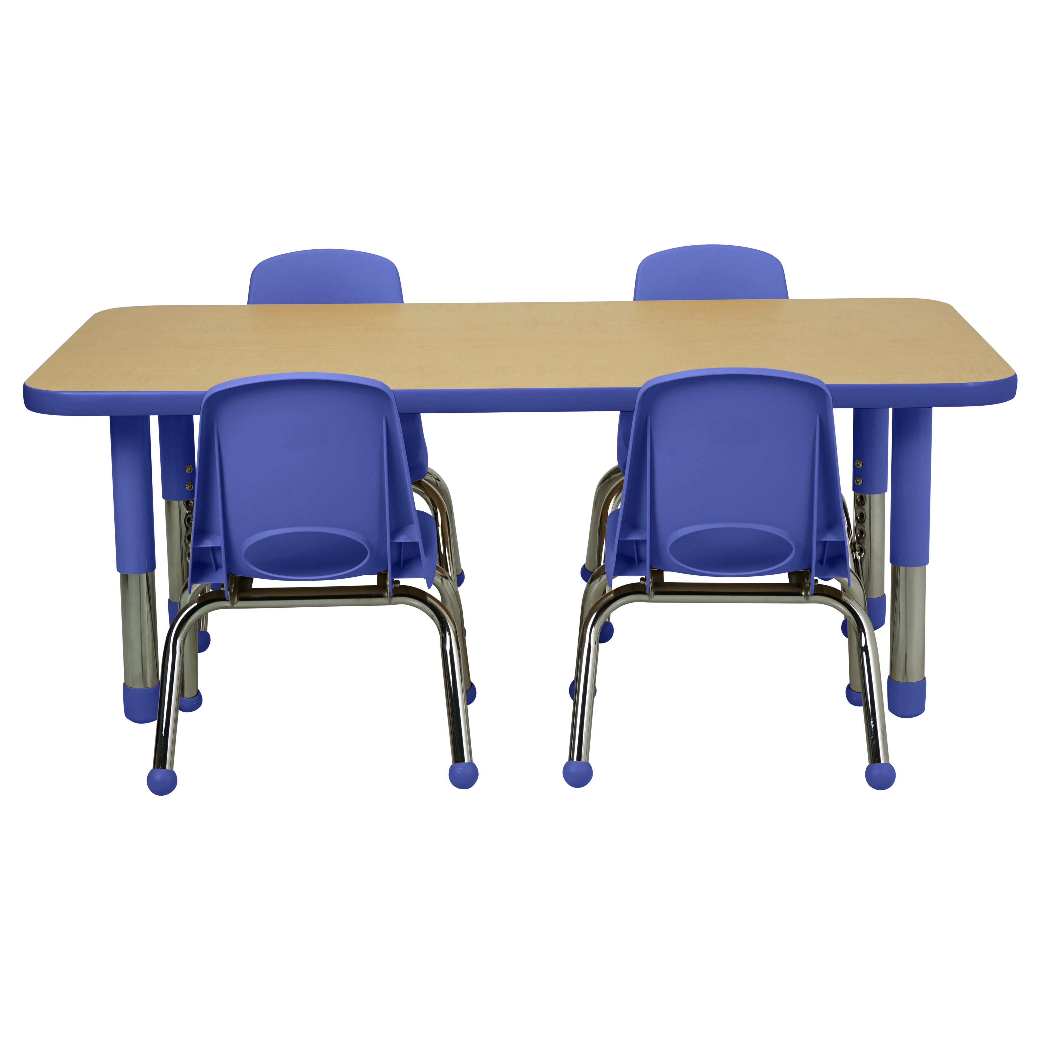 24" x 48" Rectangle T-Molding Activity Table with Adjustable Tiny Tot Legs - Maple/Blue