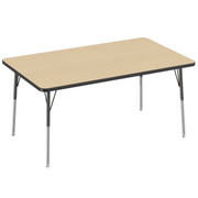 36" x 60" Rectangle T-Molding Activity Table with Adjustable Standard Swivel Glide Legs - Maple/Black