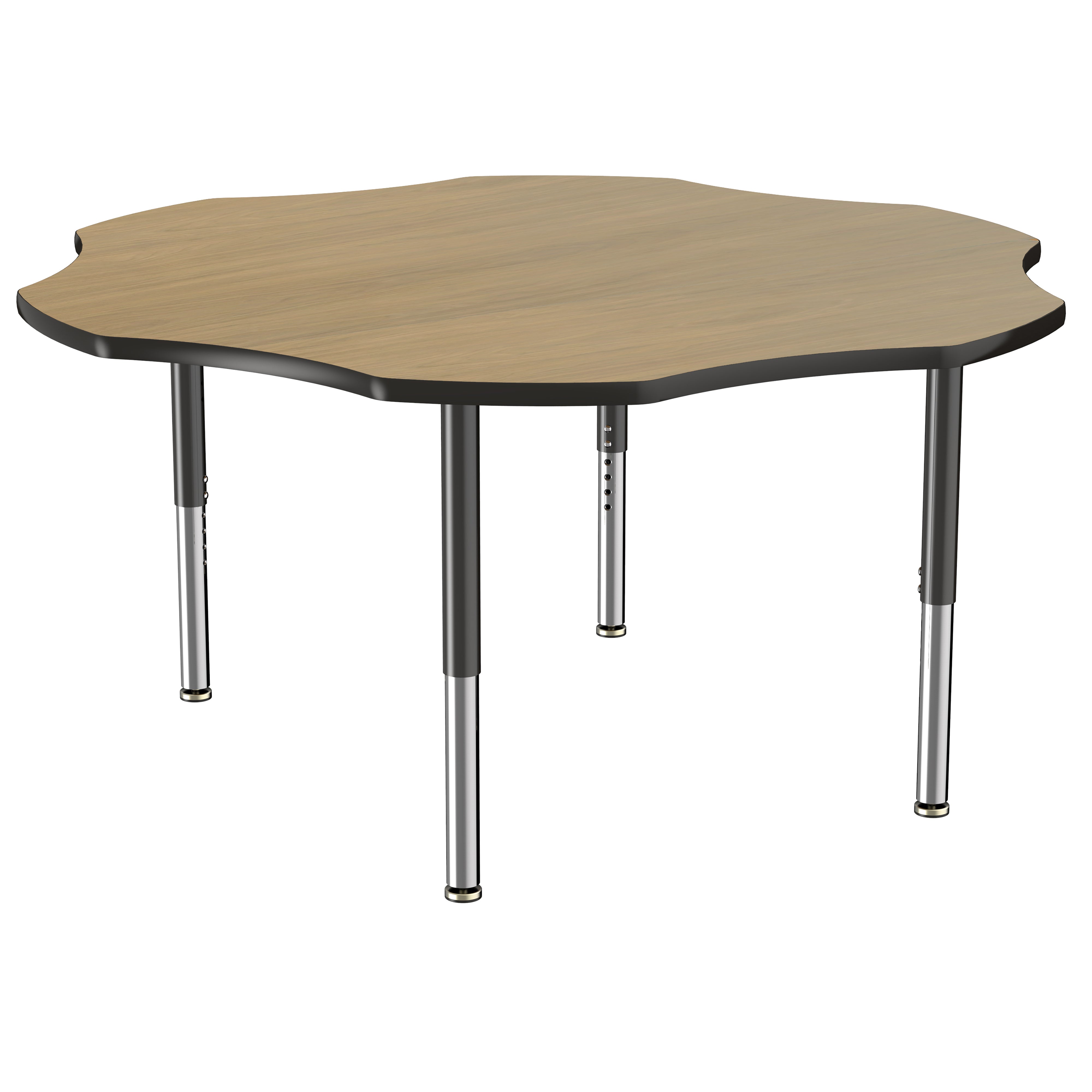 60" x 60" Flower T-Molding Activity Table with Adjustable Super Legs - Pasadena Oak/Black