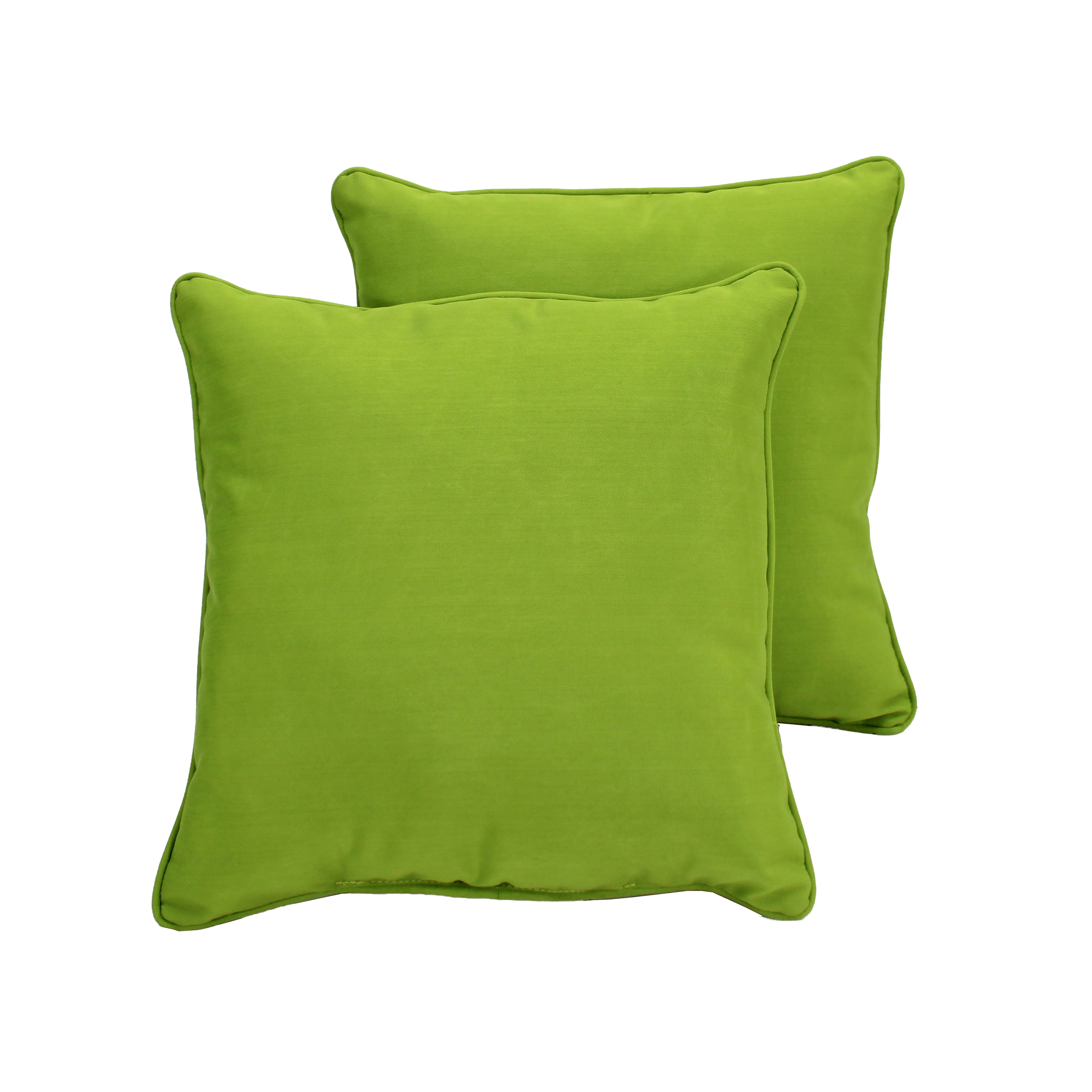Presidio 15" x 15" Square Indoor/Outdoor Pillow with Piping, 2-Piece - Lime Green