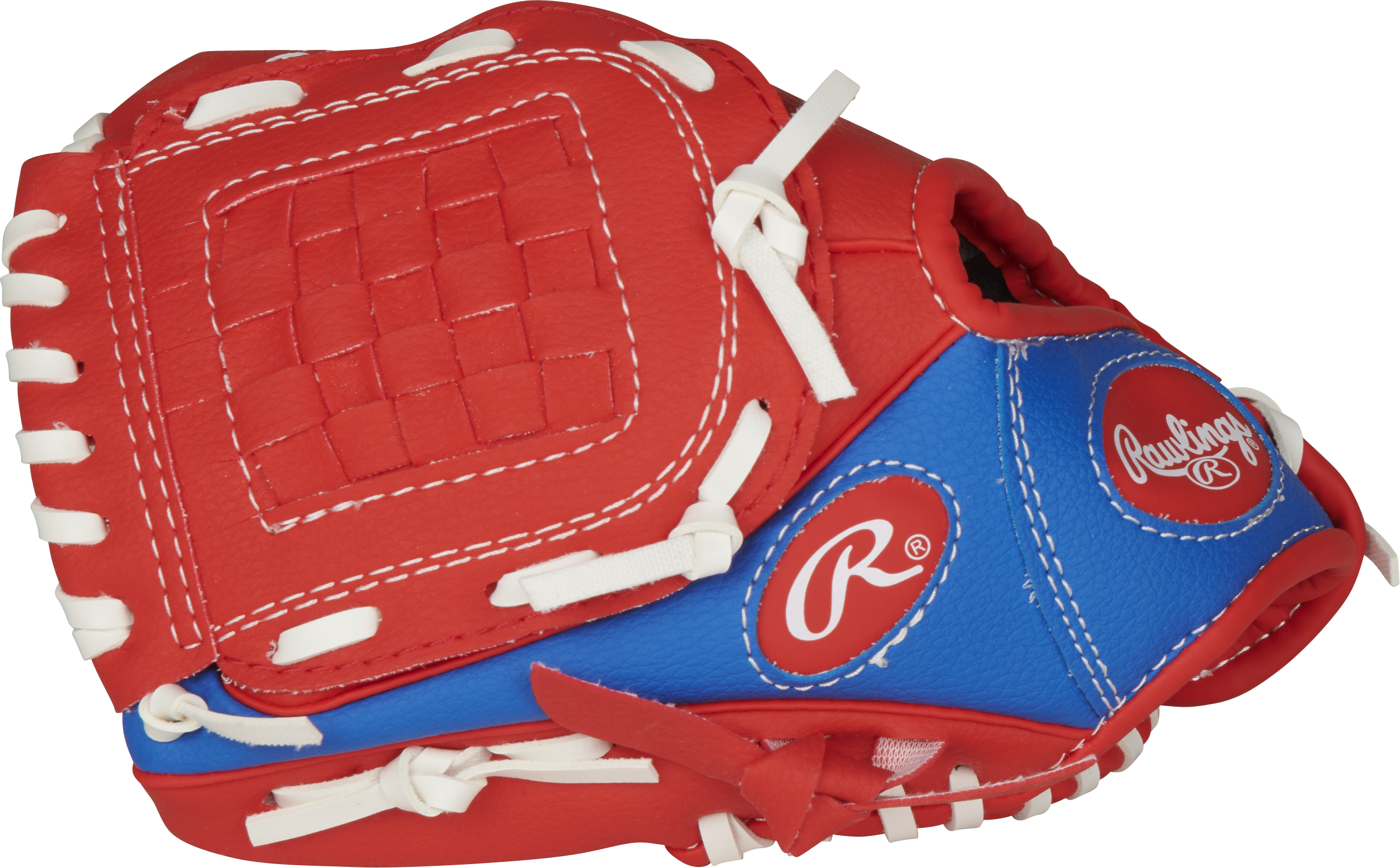 Rawlings Players Series Youth 9-Inch Baseball Glove W/Ball - Left Hand Thrower - Scarlet/Royal
