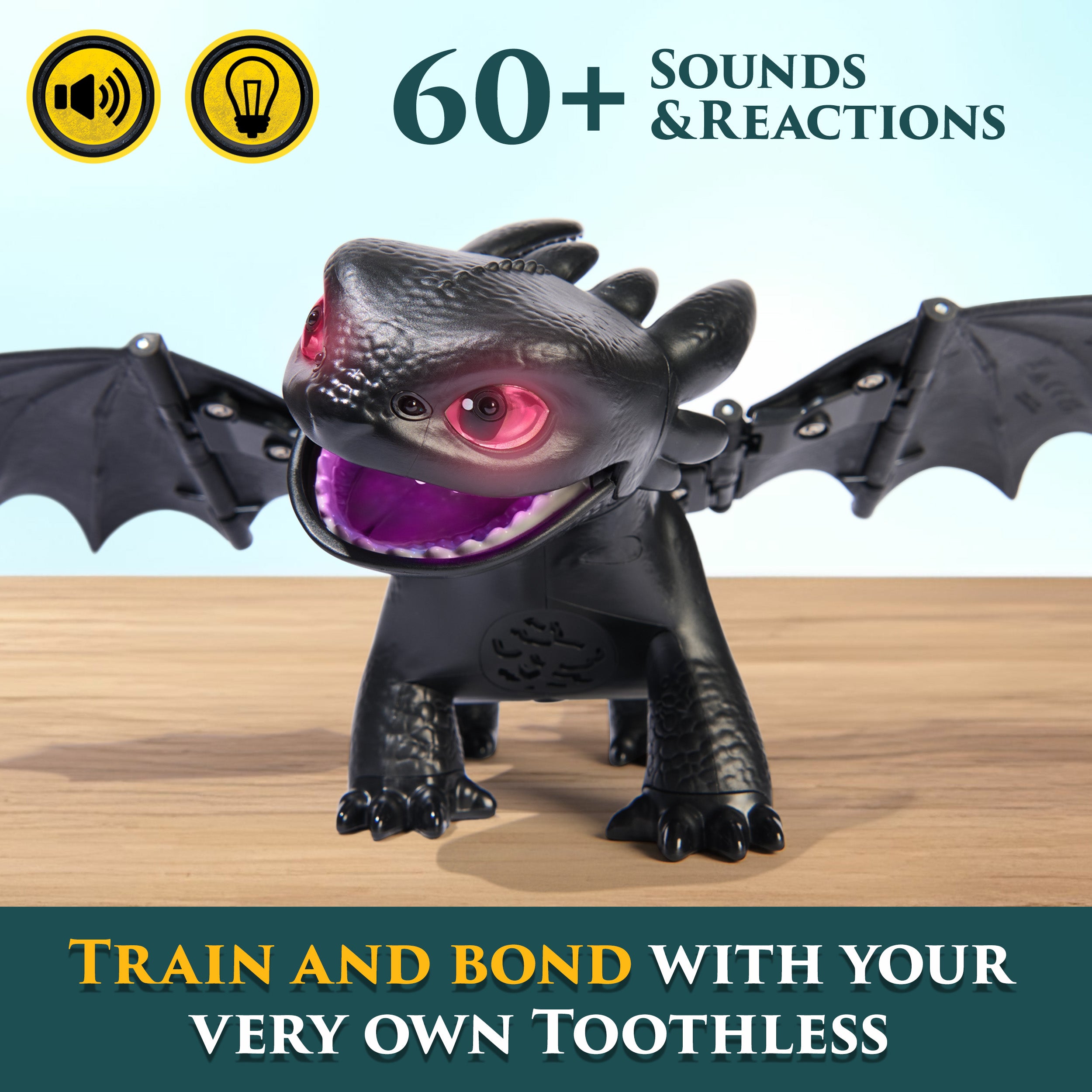 Dreamworks Dragons How to Train Your Dragon, Tame & Train Interactive Toothless with 60 Sounds & Reactions, Kids Toys for Boys & Girls Ages 4 & up