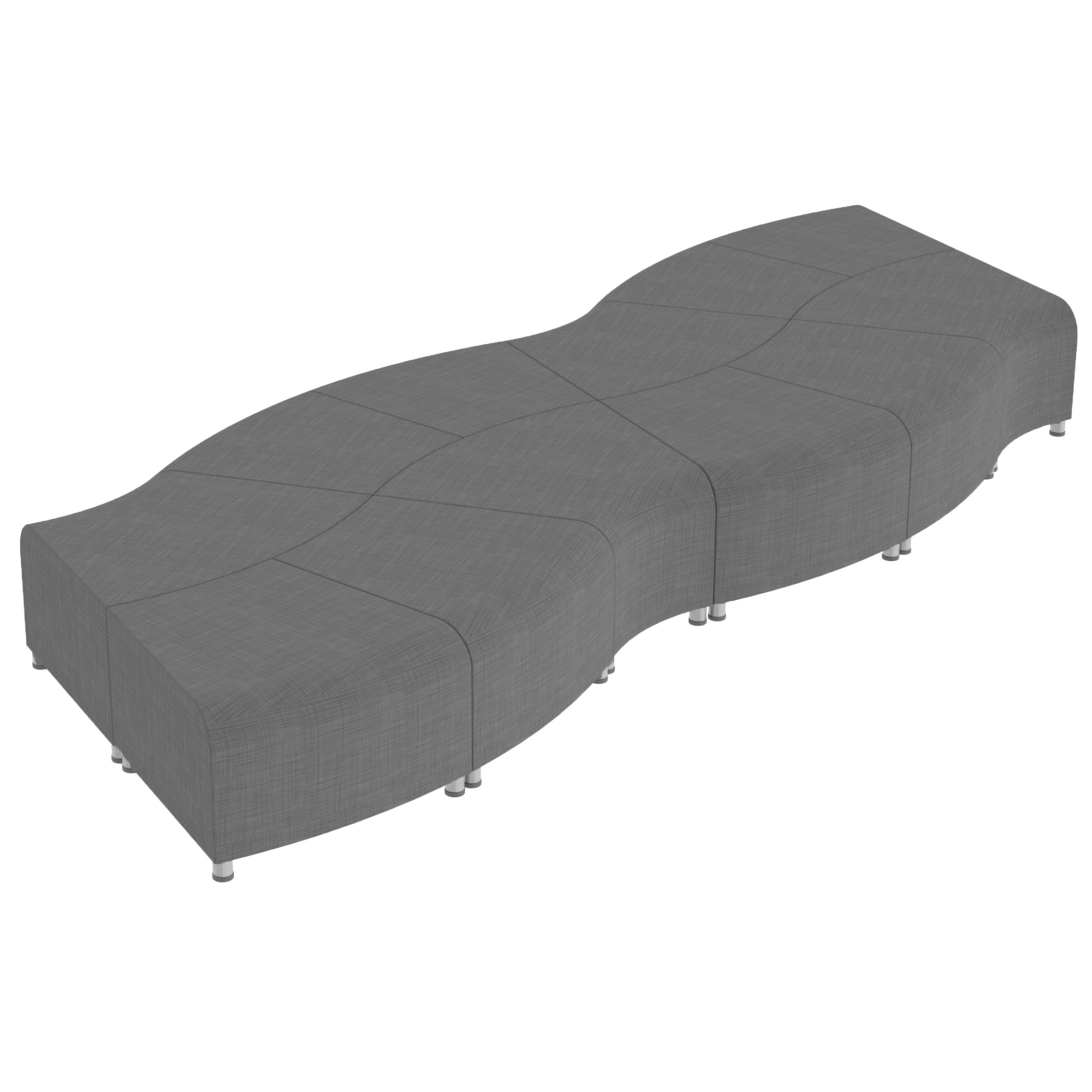 Pro Series Connect Edged Crest Backless Seating, 12-Piece Set - Slate Gray Crosshatch