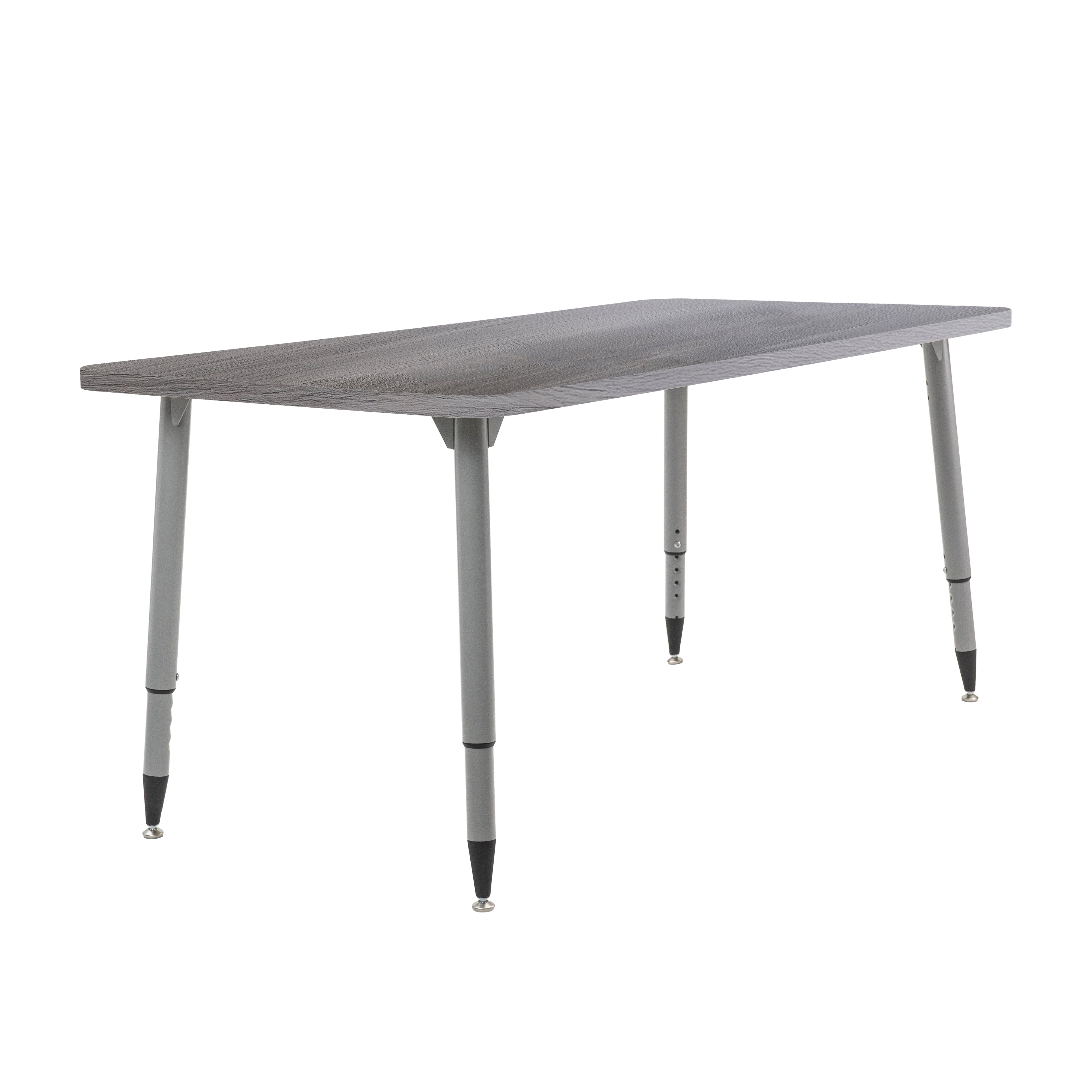 Adapte 30" x 60" Rectangle Woodgrain Activity Table with Adjustable Tapered Legs - Gray Wood/Silver