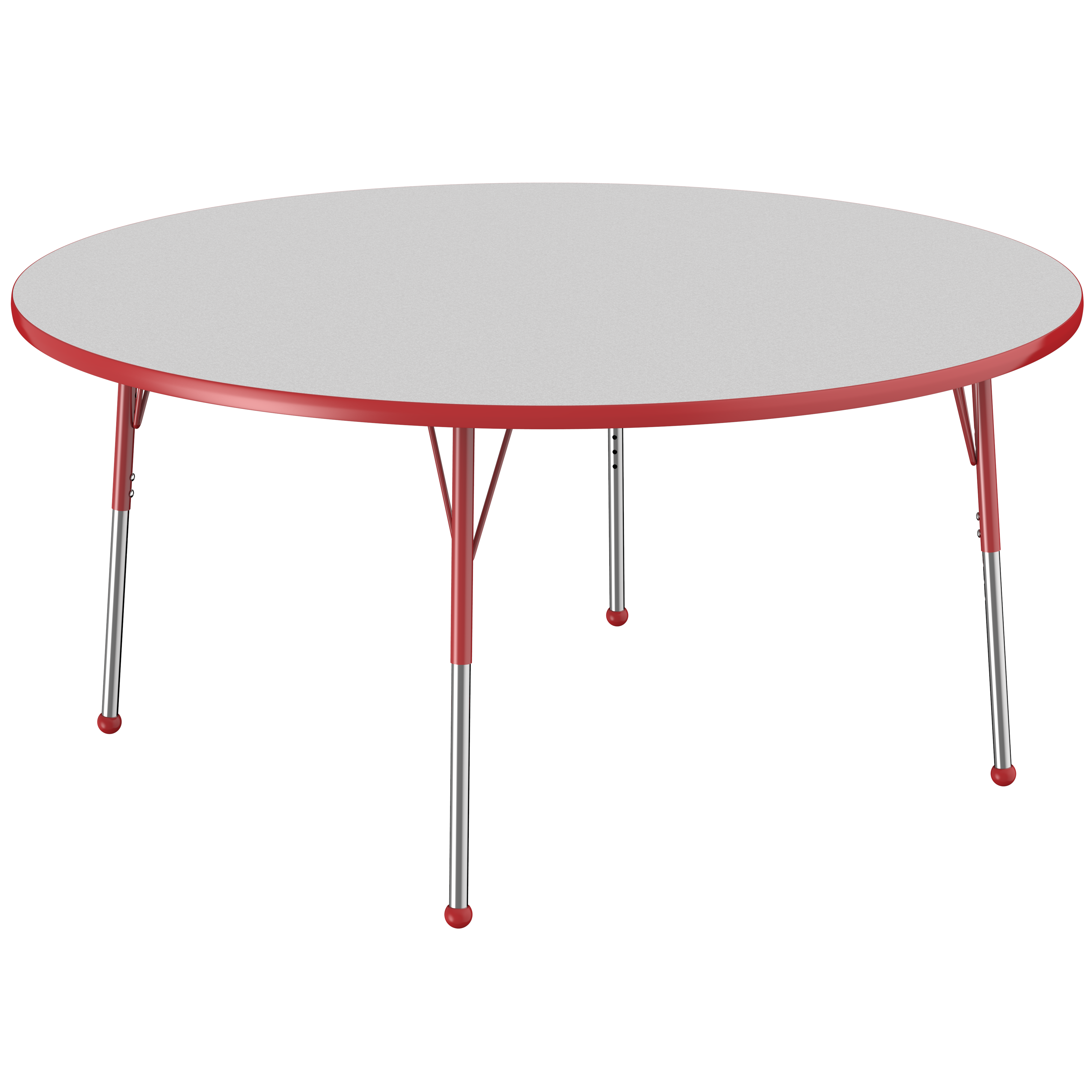 60" Round T-Molding Activity Table with Adjustable Standard Ball Glide Legs - Gray/Red