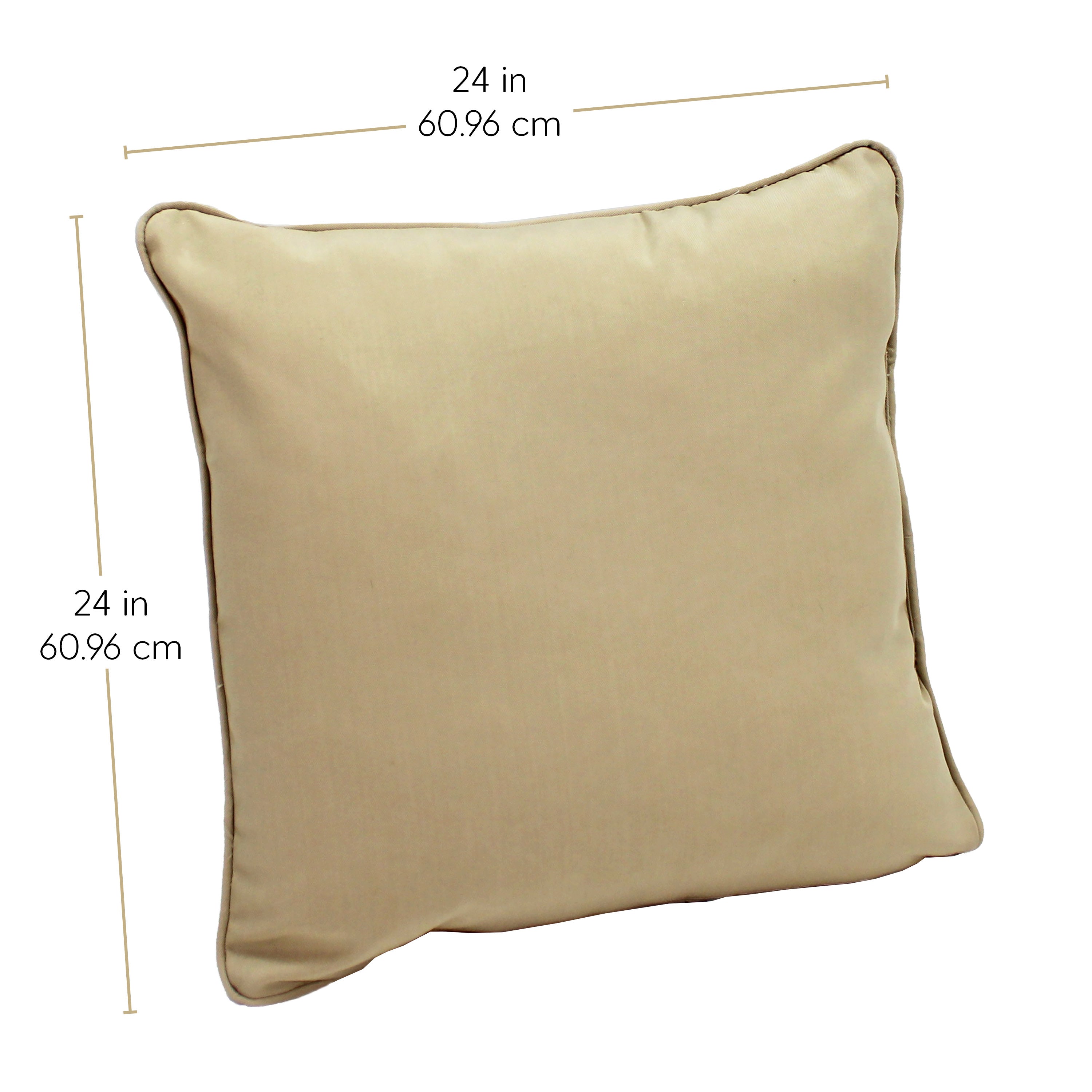 Presidio 24" x 24" Square Indoor/Outdoor Pillow with Piping, 2-Piece - Beige Sand