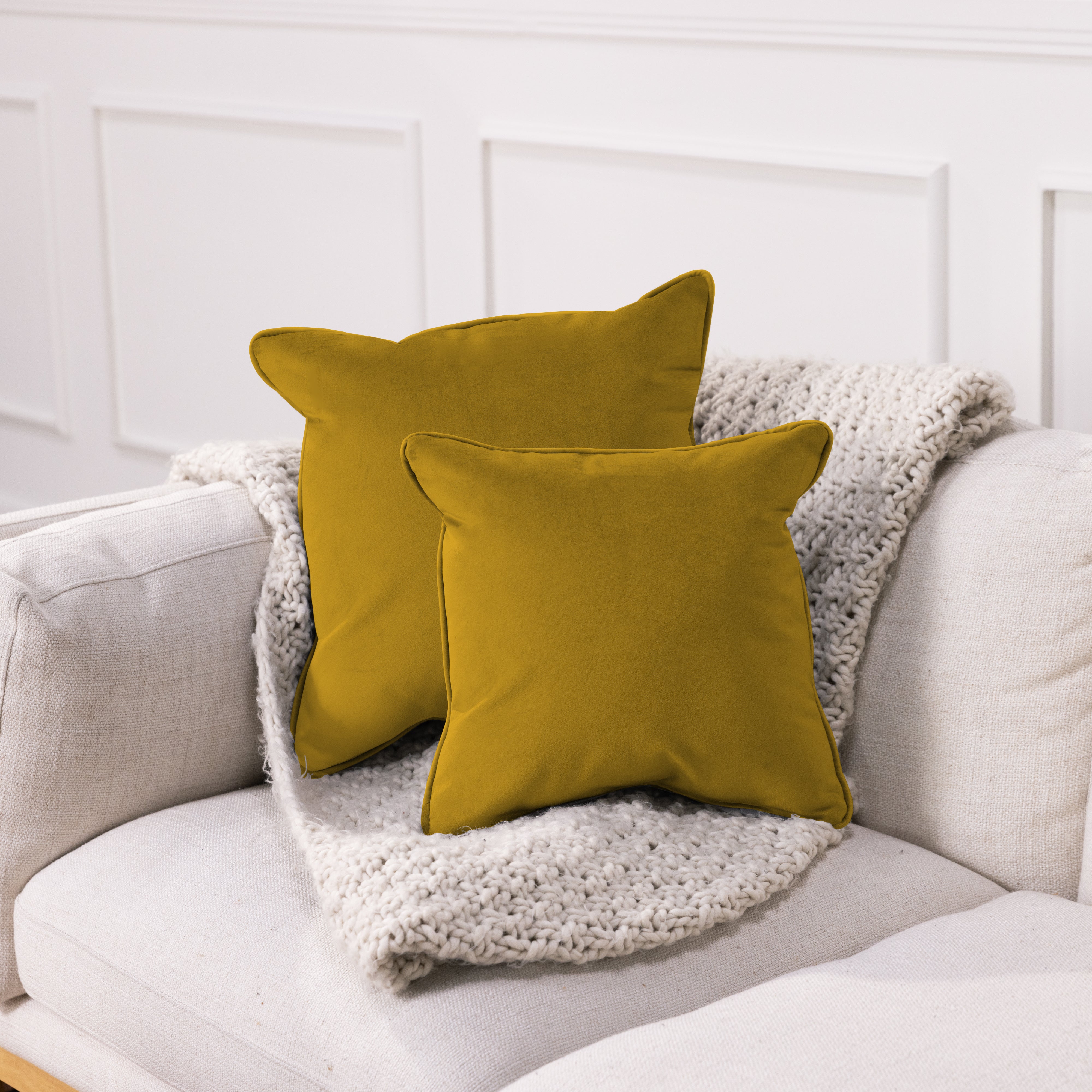 18" x 18" Square Microfiber Pillow with Piping, 2-Piece - Dijon